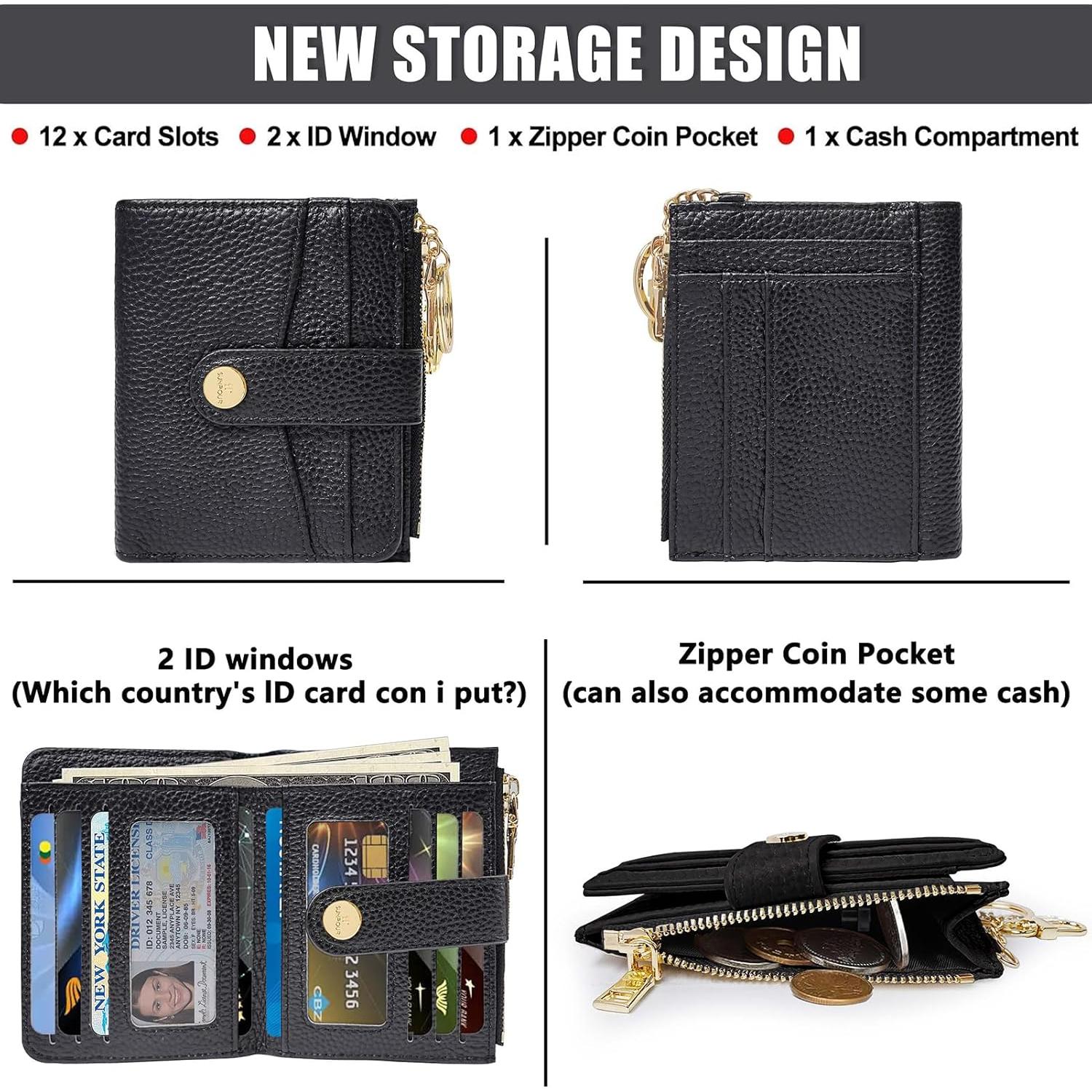 Cartera Bifold Sunpour Negra con Bloqueo RFID y 12 Tarjetas