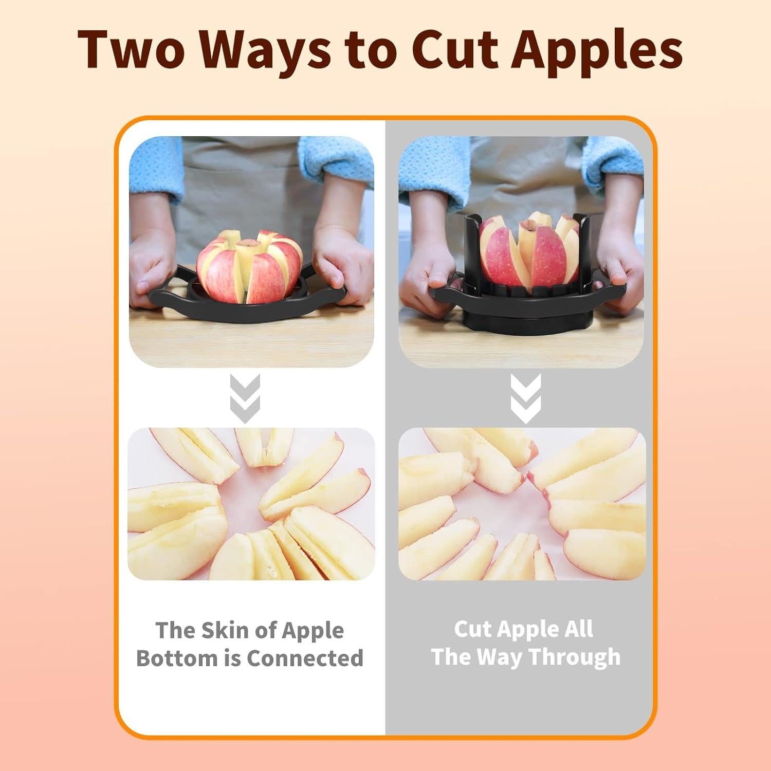 Cortador de Manzanas OOKUU 8 Cuchillas Acero Inoxidable Negro