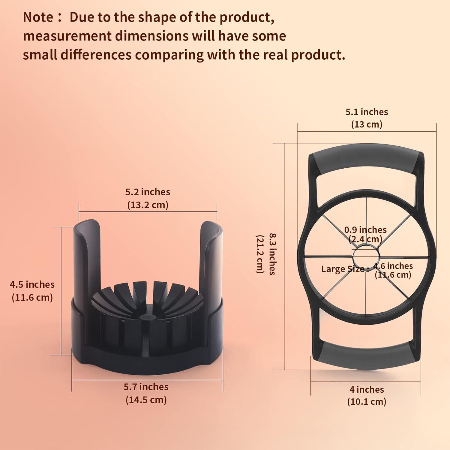 Cortador de Manzanas OOKUU 8 Cuchillas Acero Inoxidable Negro