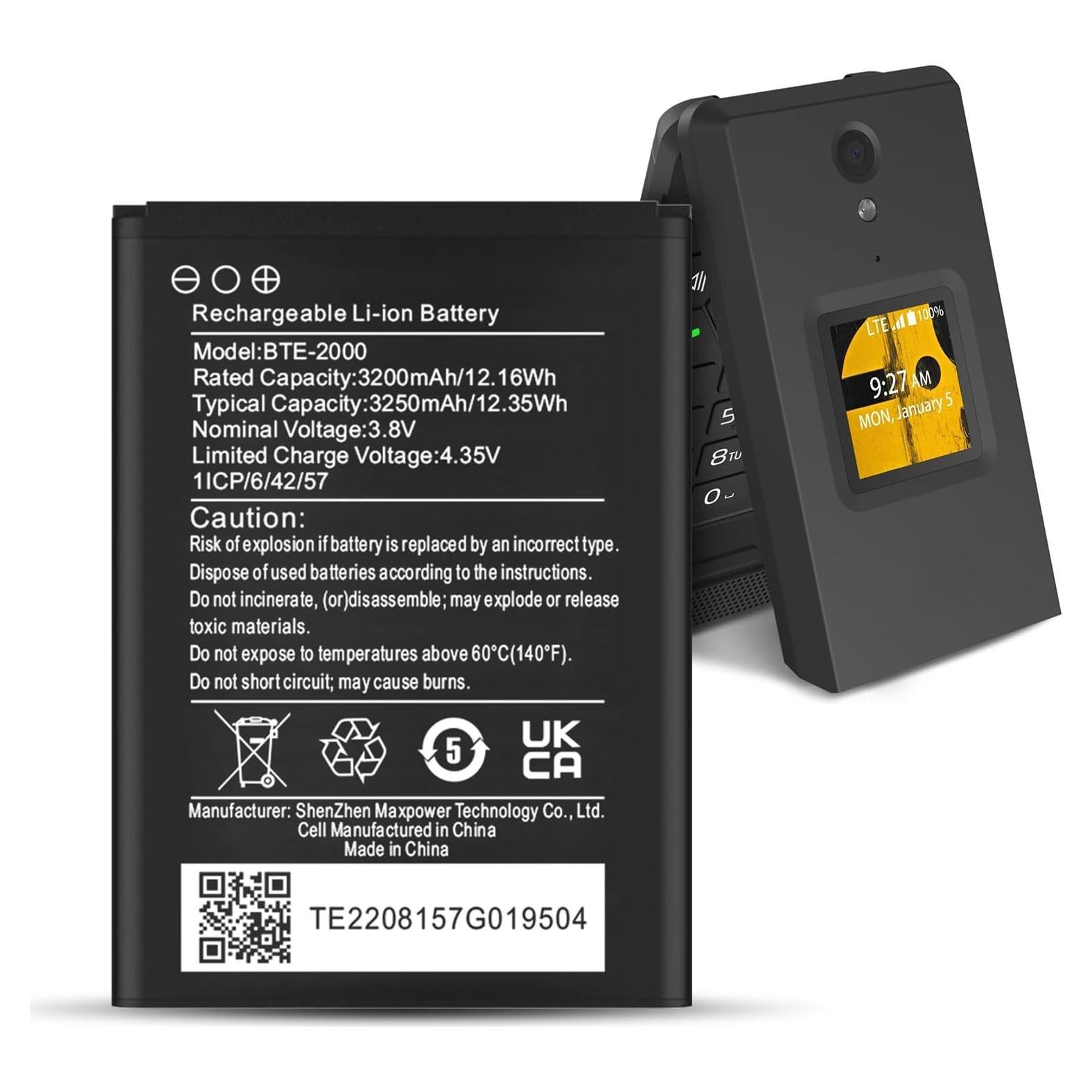 Batería de Reemplazo KOOAQQ BTE-2000 3200mAh para CAT S22