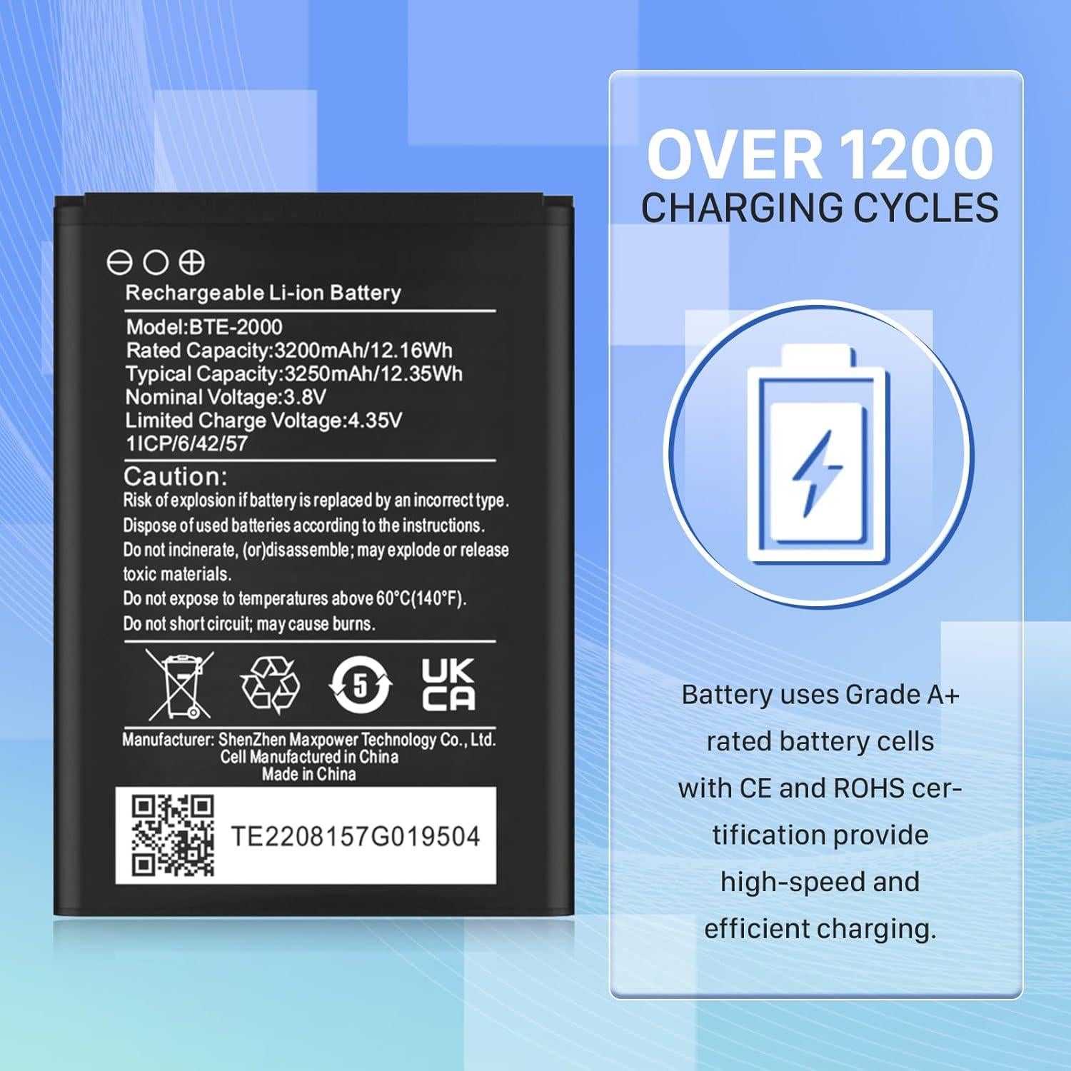 Batería de Reemplazo KOOAQQ BTE-2000 3200mAh para CAT S22