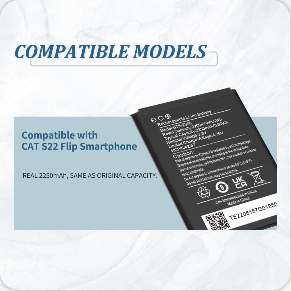 Batería de Reemplazo BTE-2000 Li-ion 2250mAh para CAT S22