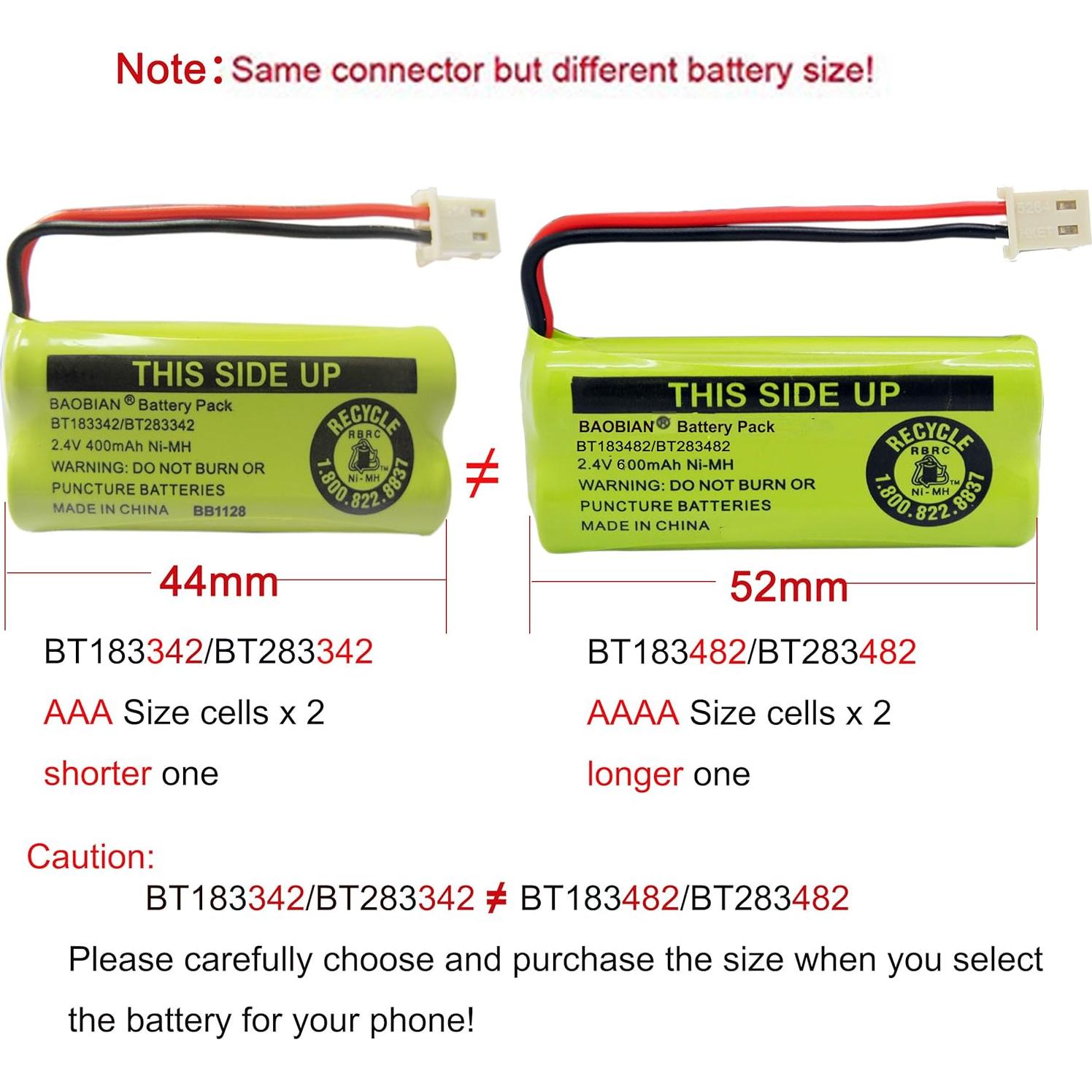 Batería Inalámbrica BAOBIAN 2.4V 400mAh para Teléfono AT&T