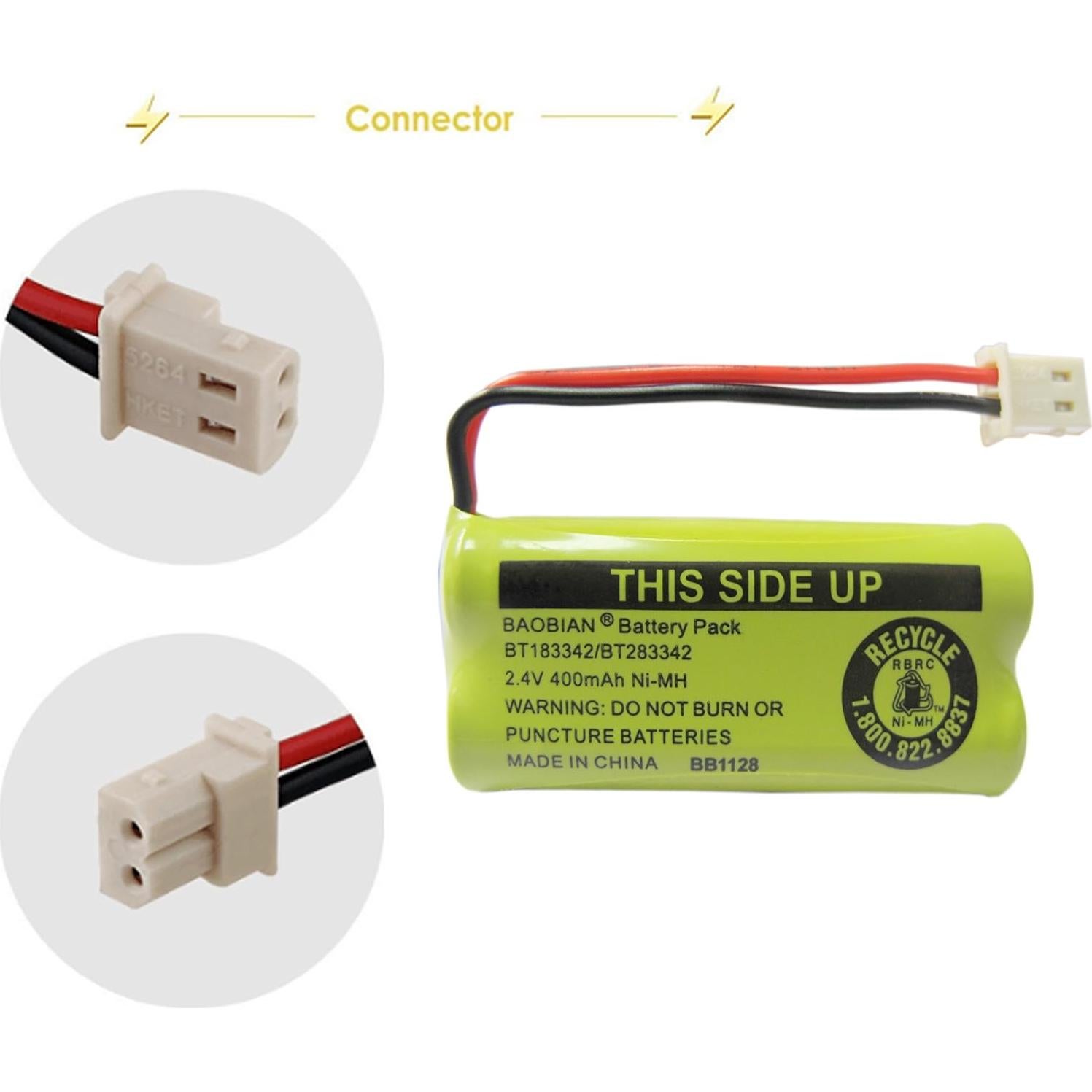 Batería Inalámbrica BAOBIAN 2.4V 400mAh para Teléfono AT&T