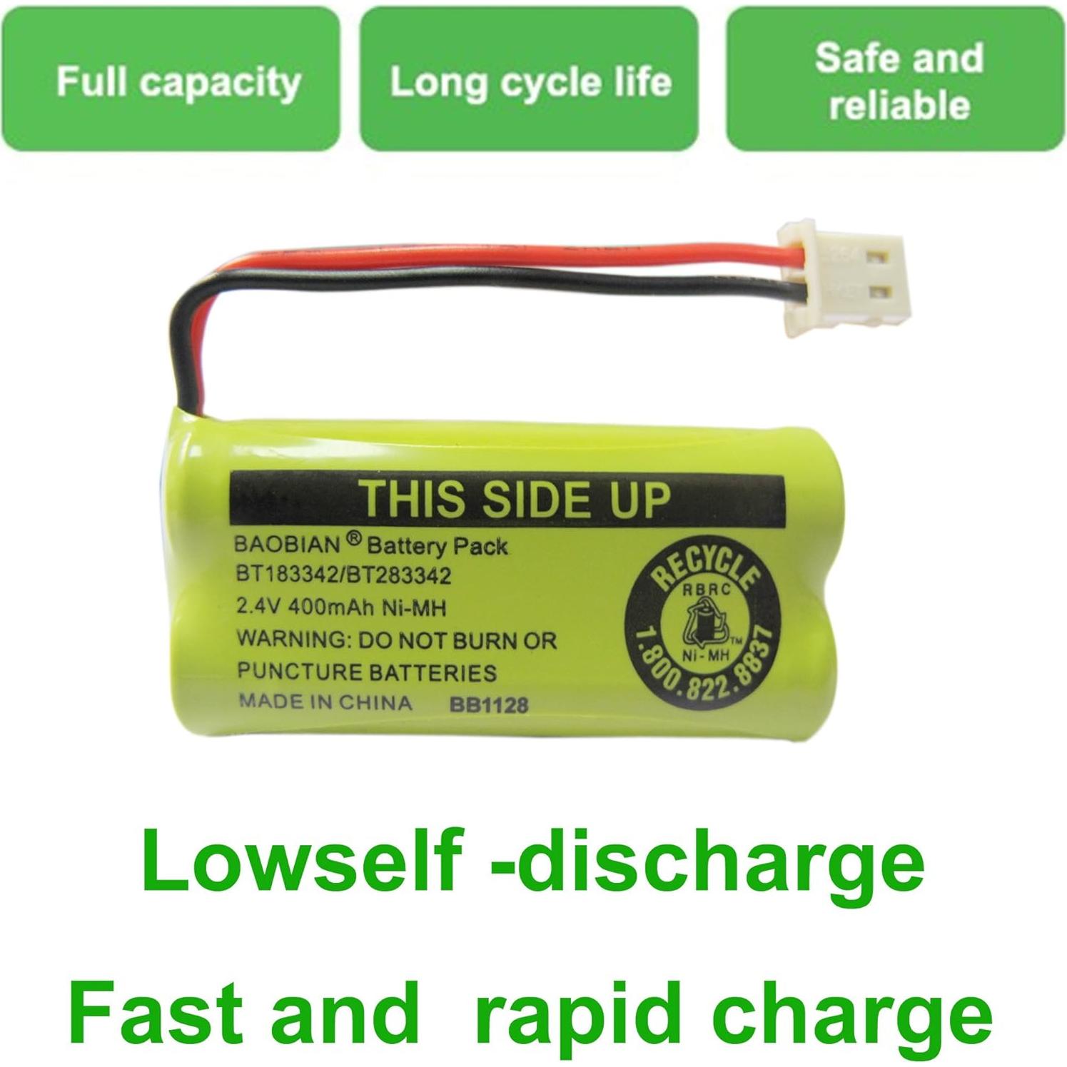 Batería Inalámbrica BAOBIAN 2.4V 400mAh para Teléfono AT&T