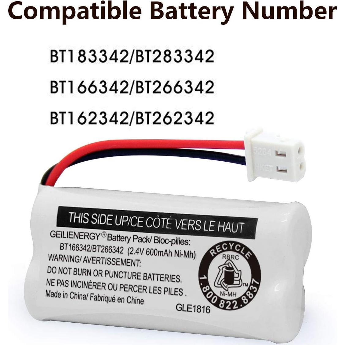 Batería GEILIENERGY BT166342 Compatible VTech AT&T - Paquete de 2