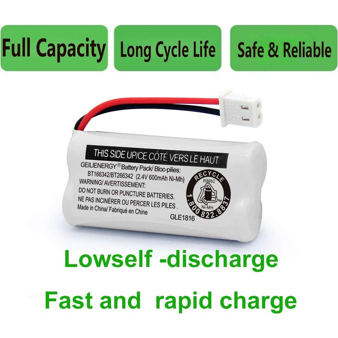 Batería GEILIENERGY BT166342 Compatible VTech AT&T - Paquete de 2
