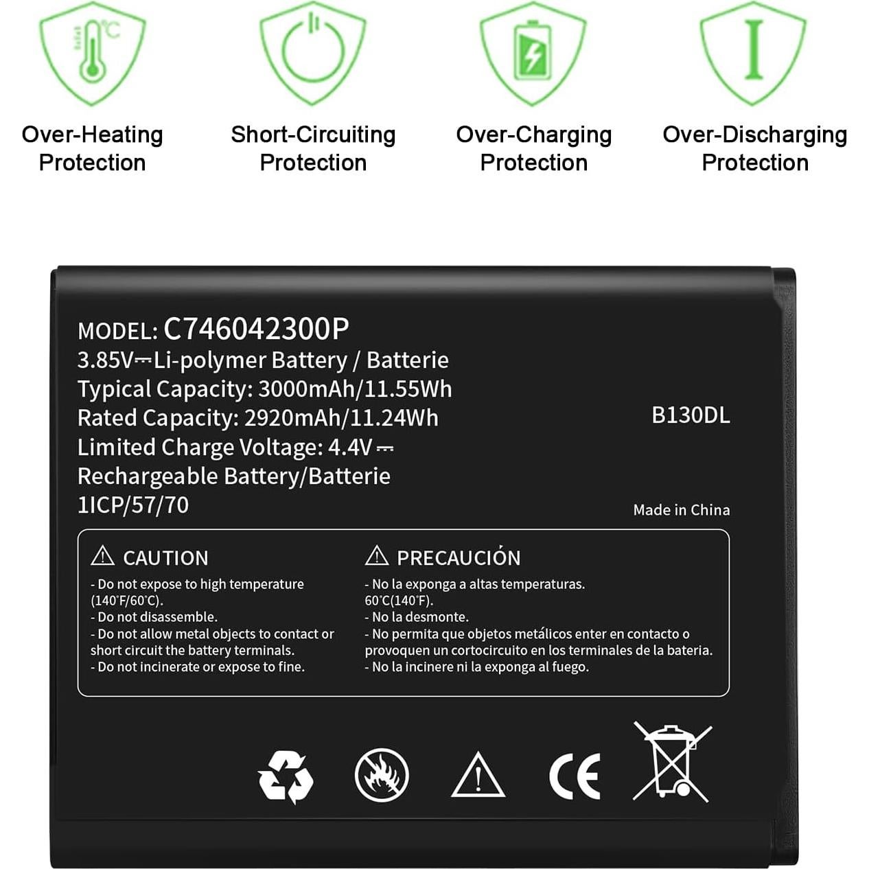 Batería de Reemplazo WUHAO para BLU View 2 B130DL 3000mAh