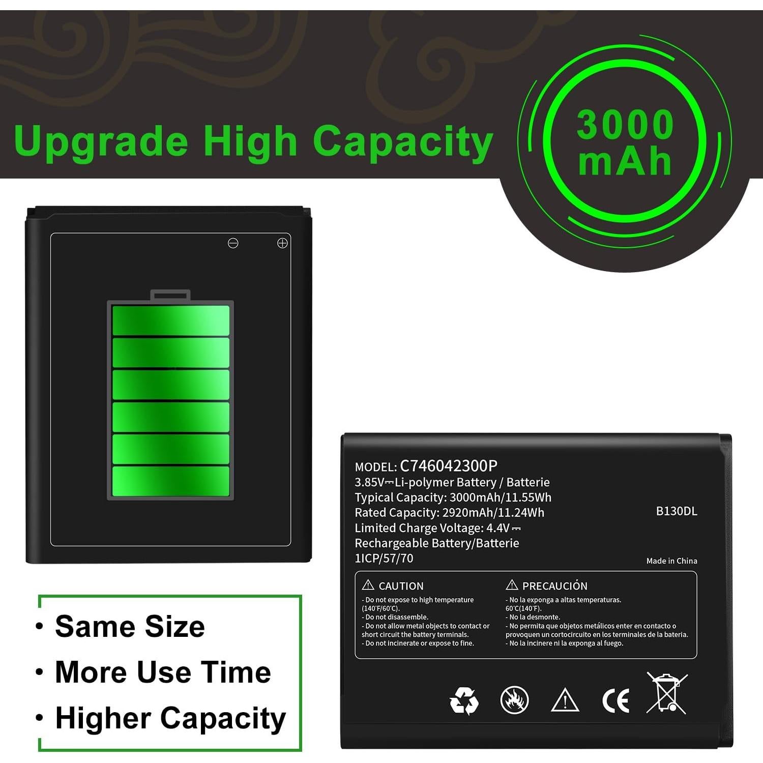 Batería de Reemplazo WUHAO para BLU View 2 B130DL 3000mAh