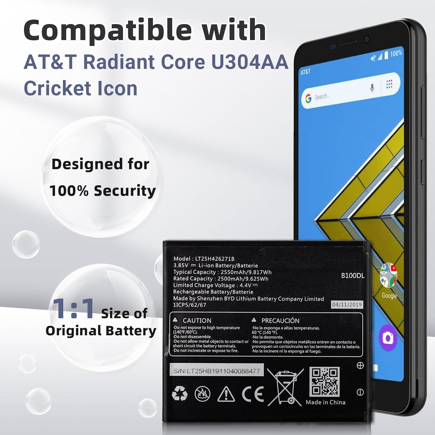 Batería de Reemplazo LT25H426271B para AT&T Radiant Core U304AA