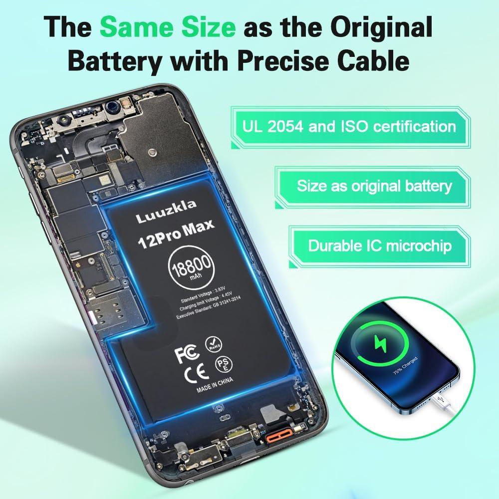 Batería de Reemplazo 18800mAh Luuzkla para iPhone 12 Pro Max