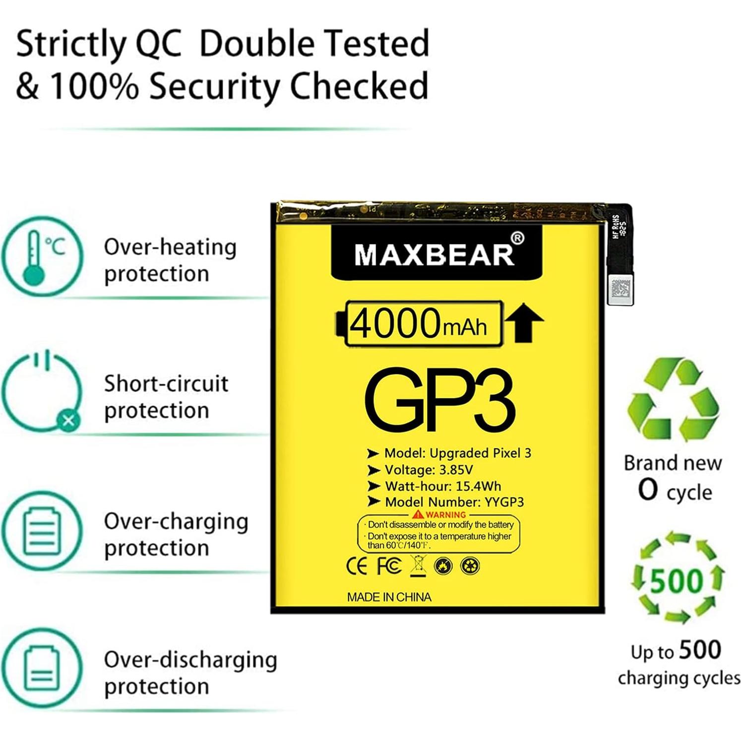 Batería de Reemplazo MAXBEAR 4000mAh para Google Pixel 3