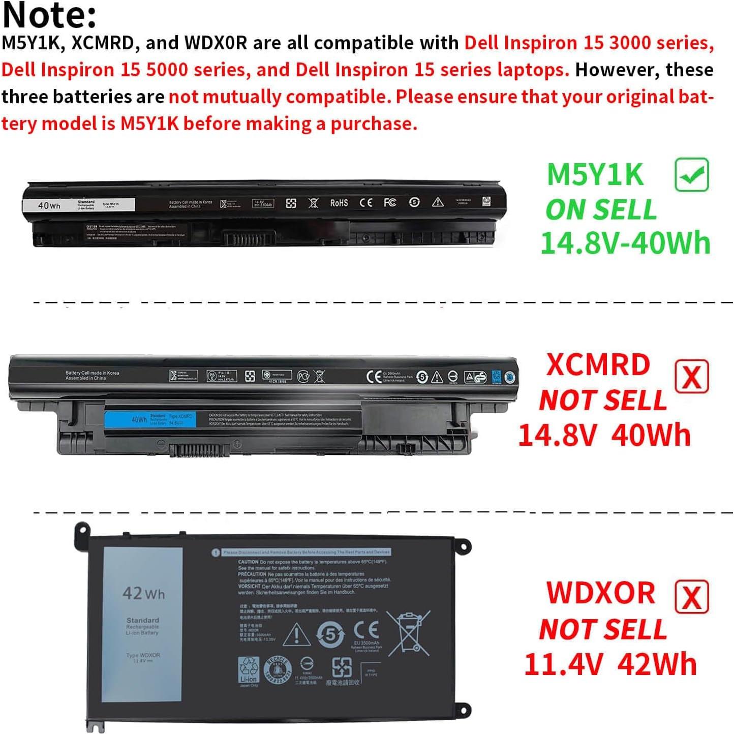 Batería Dell M5Y1K 40Wh 14.8V para Inspiron 14 15 17 Series