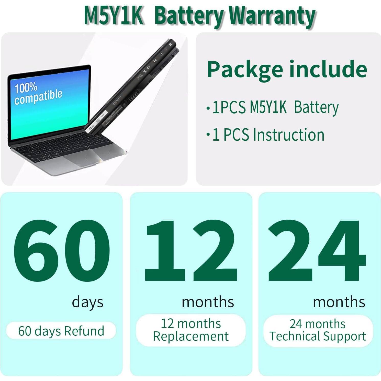 Batería Dell M5Y1K 40Wh 14.8V para Inspiron 14 15 17 Series