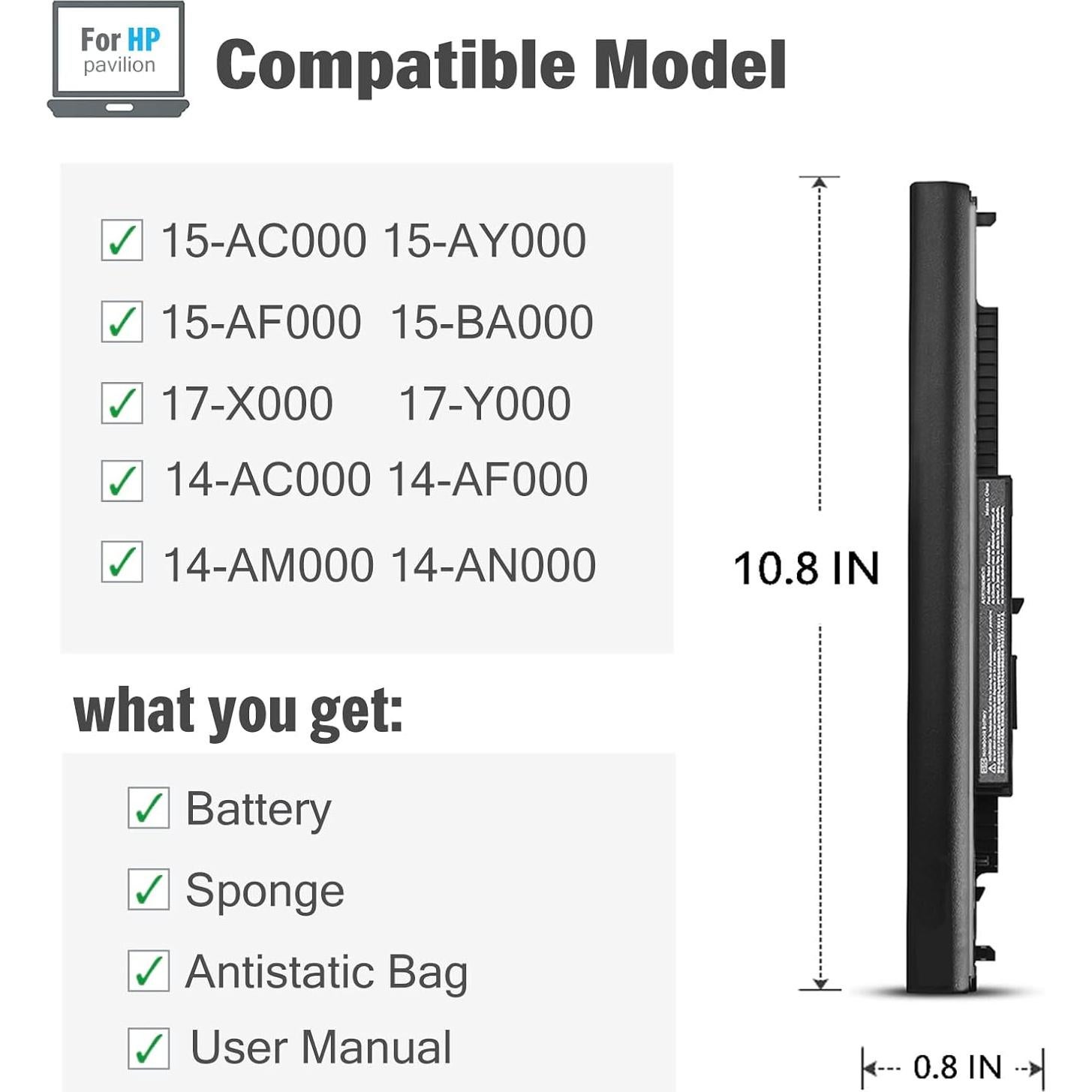 Batería de Reemplazo HP Pavilion 15-AC 15-AF 2600mAh 14.6V