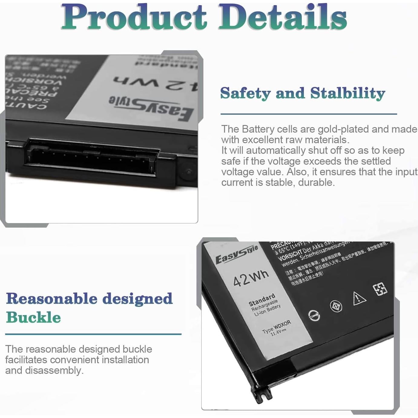 Batería de Reemplazo WDX0R 42Wh para Laptop Dell Inspiron y Latitude