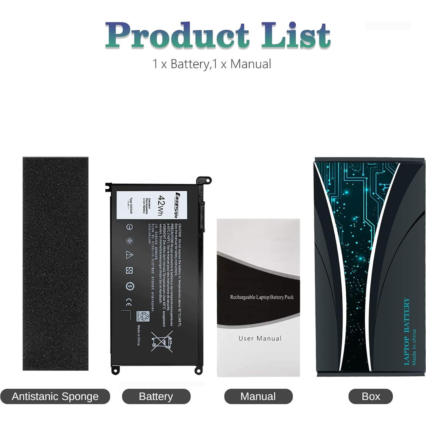 Batería de Reemplazo WDX0R 42Wh para Laptop Dell Inspiron y Latitude