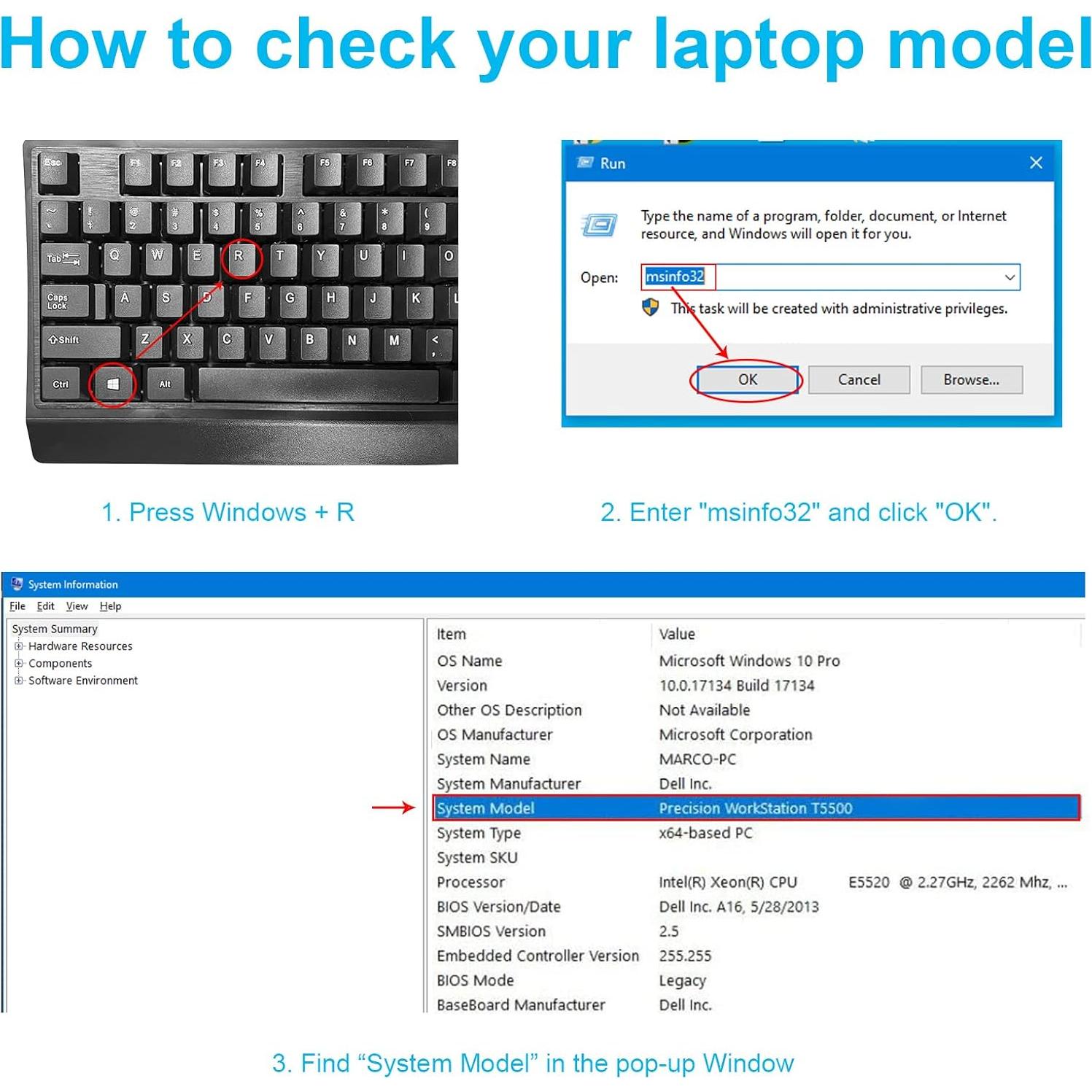 Batería Li-ion M5Y1K para Dell Inspiron 14 15 17 40Wh