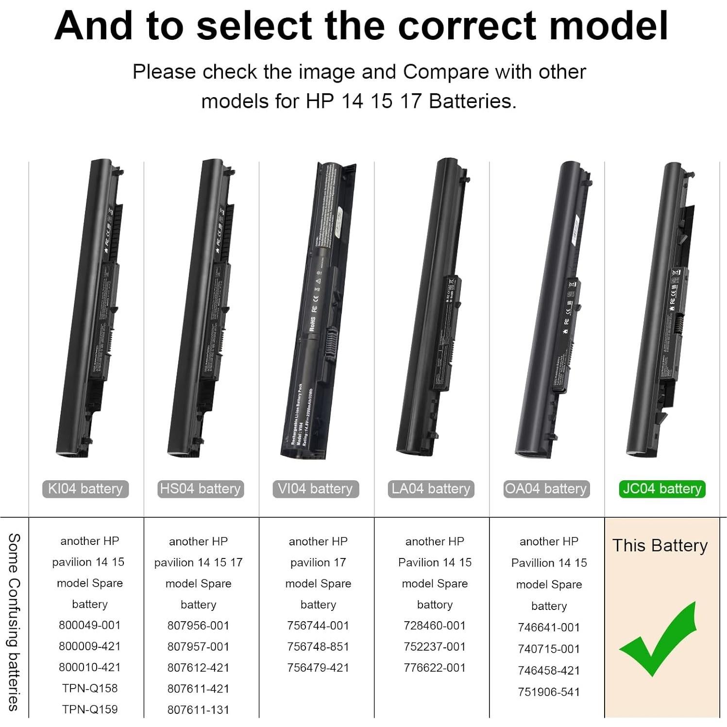 Batería de Laptop Li-ion 2200mAh HP 919700-850 JC03 JC04