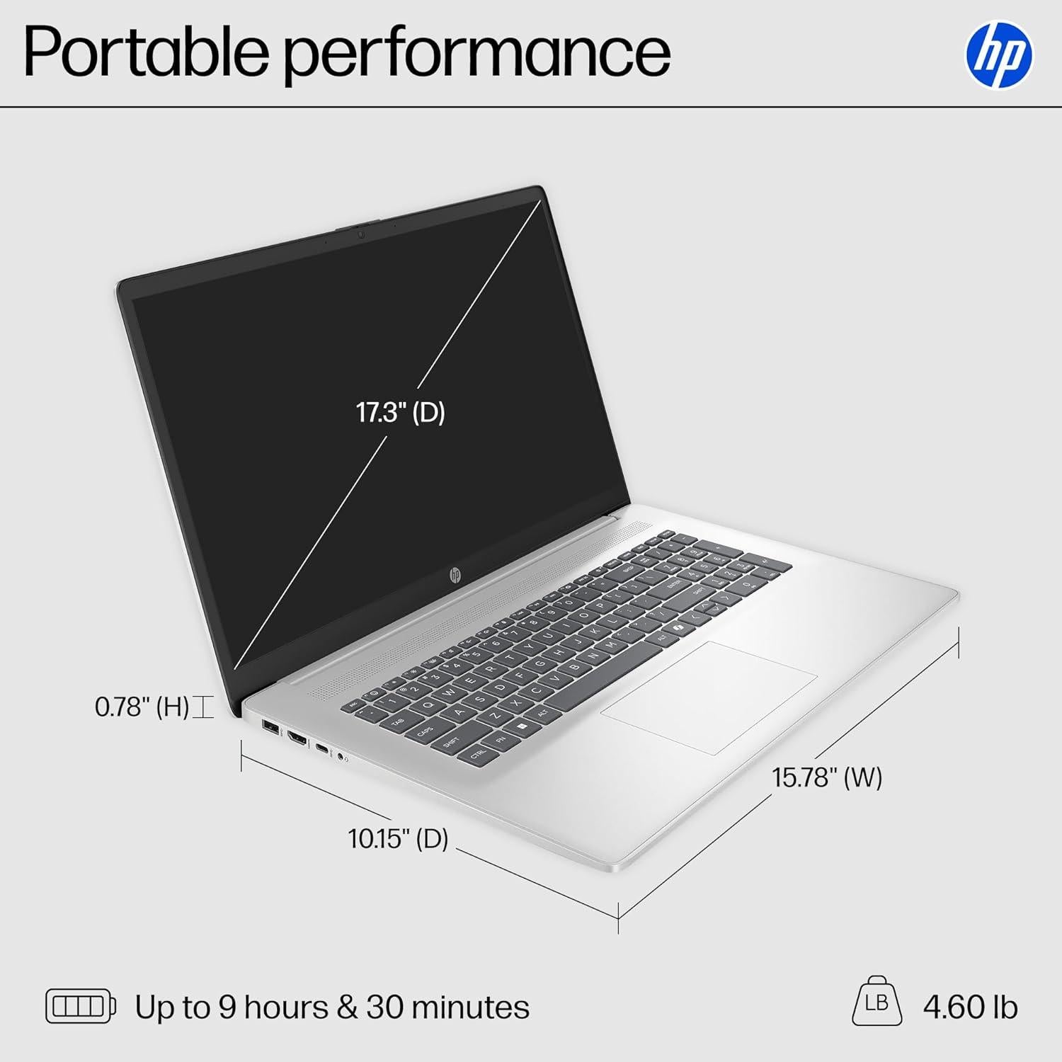 HP Portátil 17.3" i3-8 Núcleos 32GB RAM 1TB SSD Windows 11 Pro