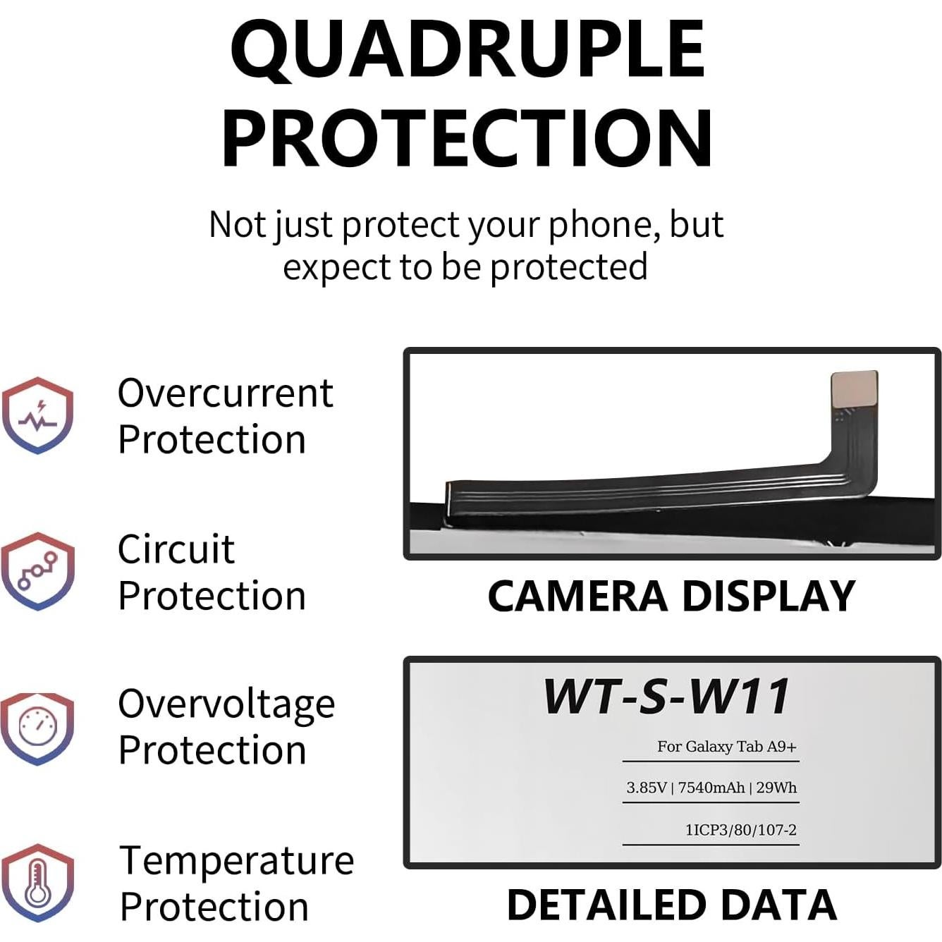 Batería de Reemplazo WT-S-W11 para Samsung Galaxy Tab A9+ 11"