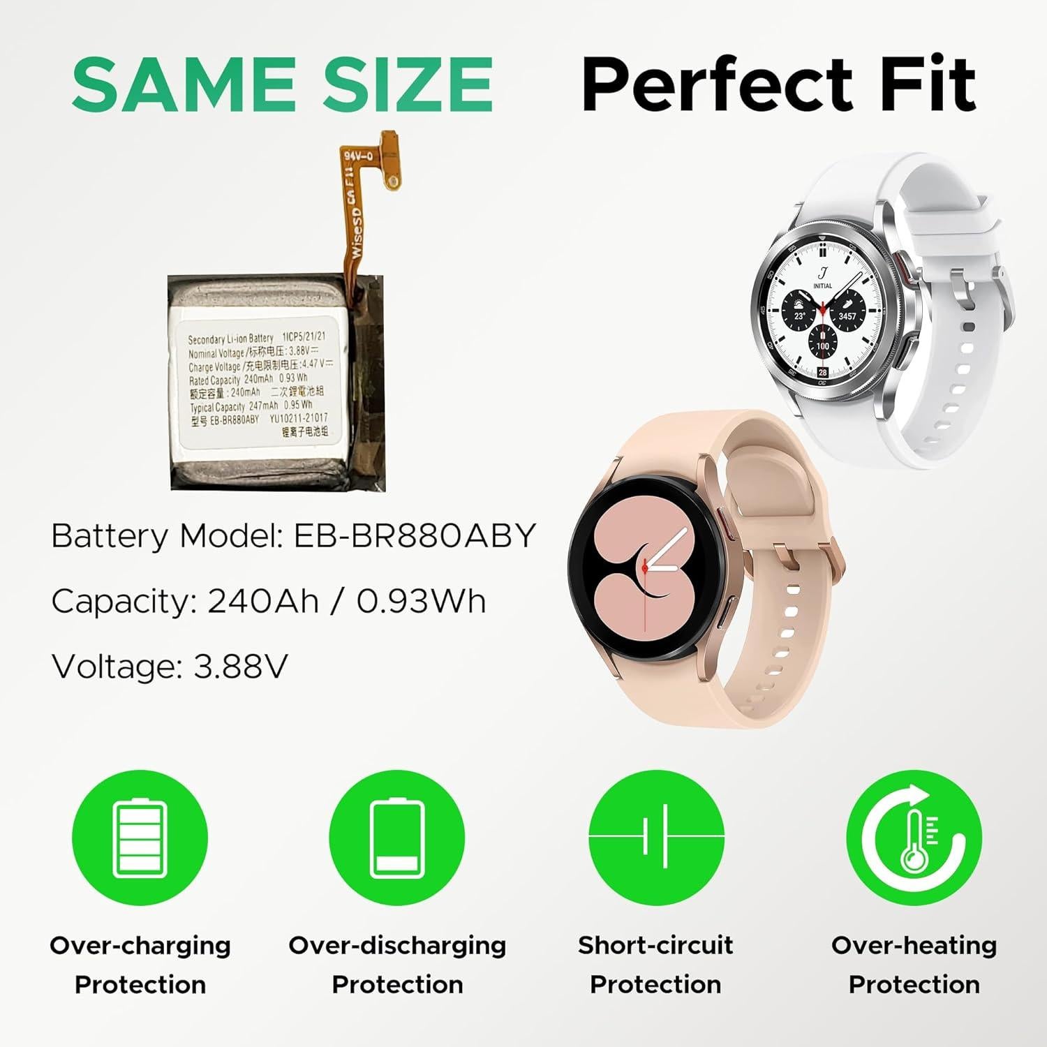 Batería de Reemplazo FUSION VERDE para Galaxy Watch 4 40/42mm