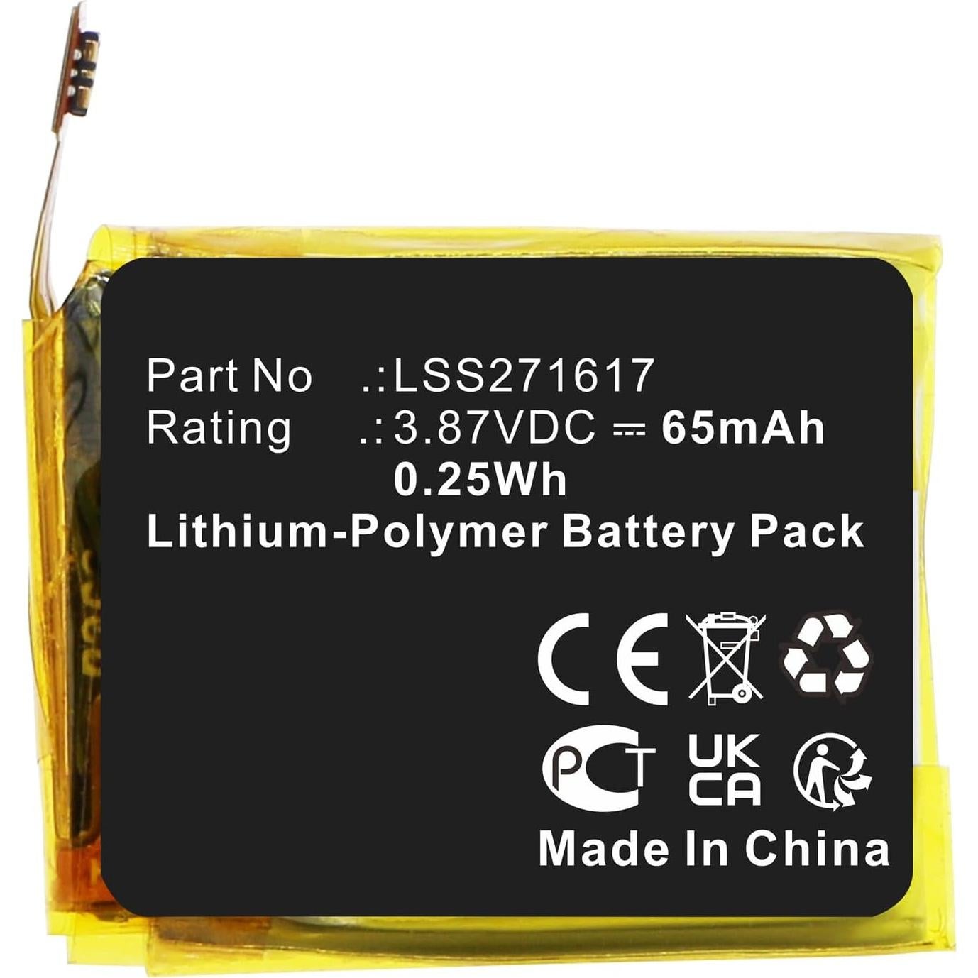 Batería de Reemplazo LSS271617 65mAh para Fitbit Charge 5