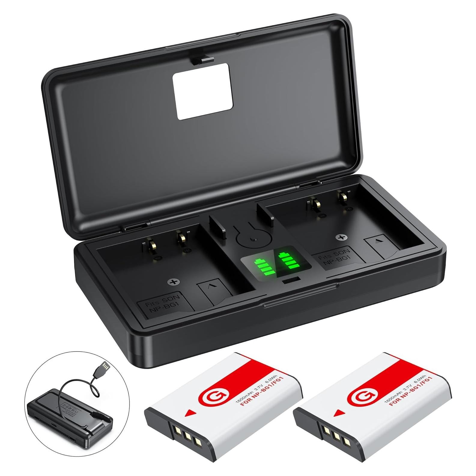 Kit de Baterías y Cargador ZODELOW NP-BG1 para Sony Cybershot