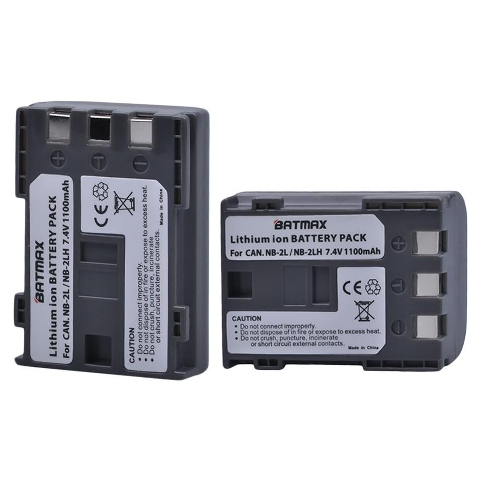 Paquete de 2 Baterías de Reemplazo Batmax NB-2L 1100mAh para Canon