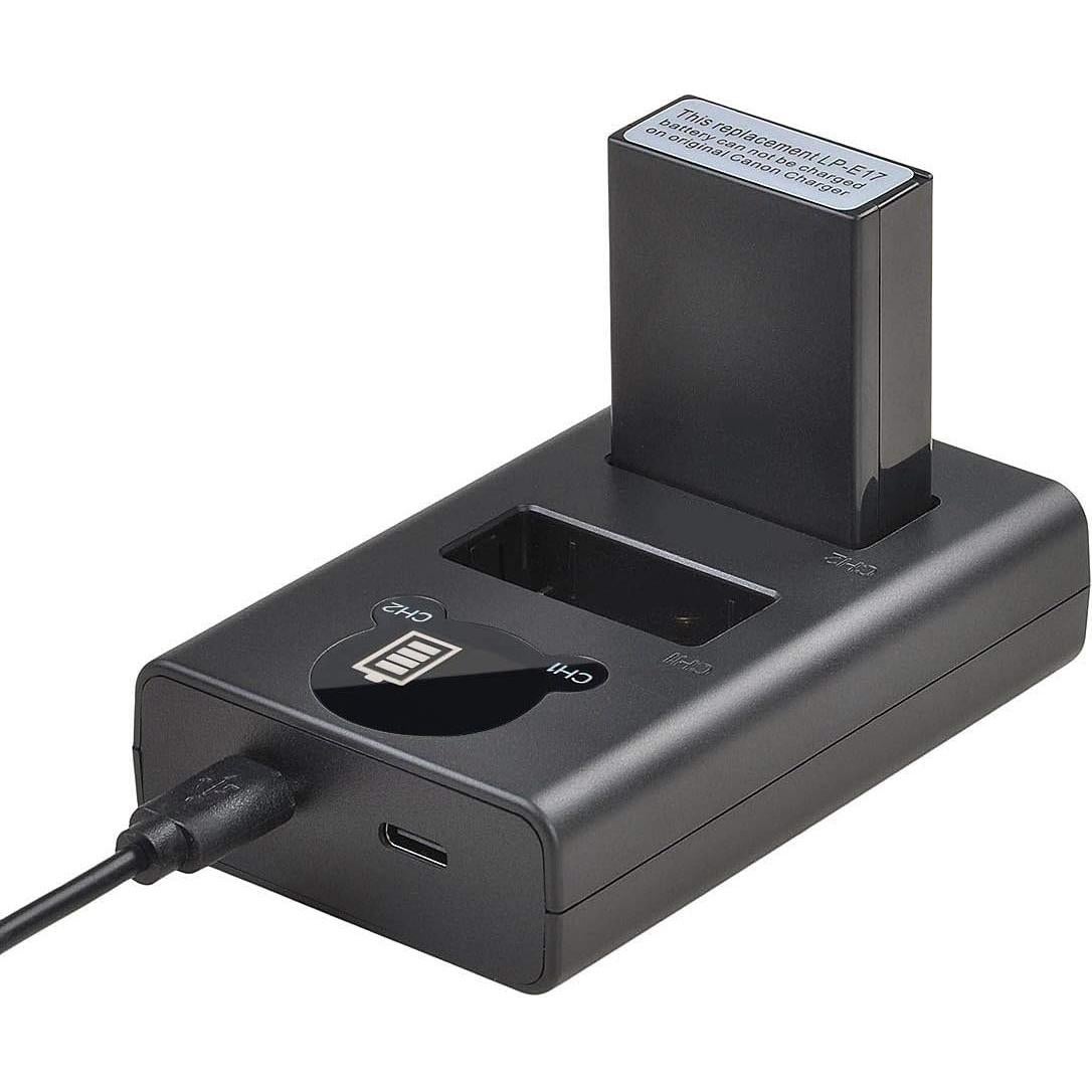 Batería LP-E17 Batmax 2 Unidades + Cargador LED para Canon