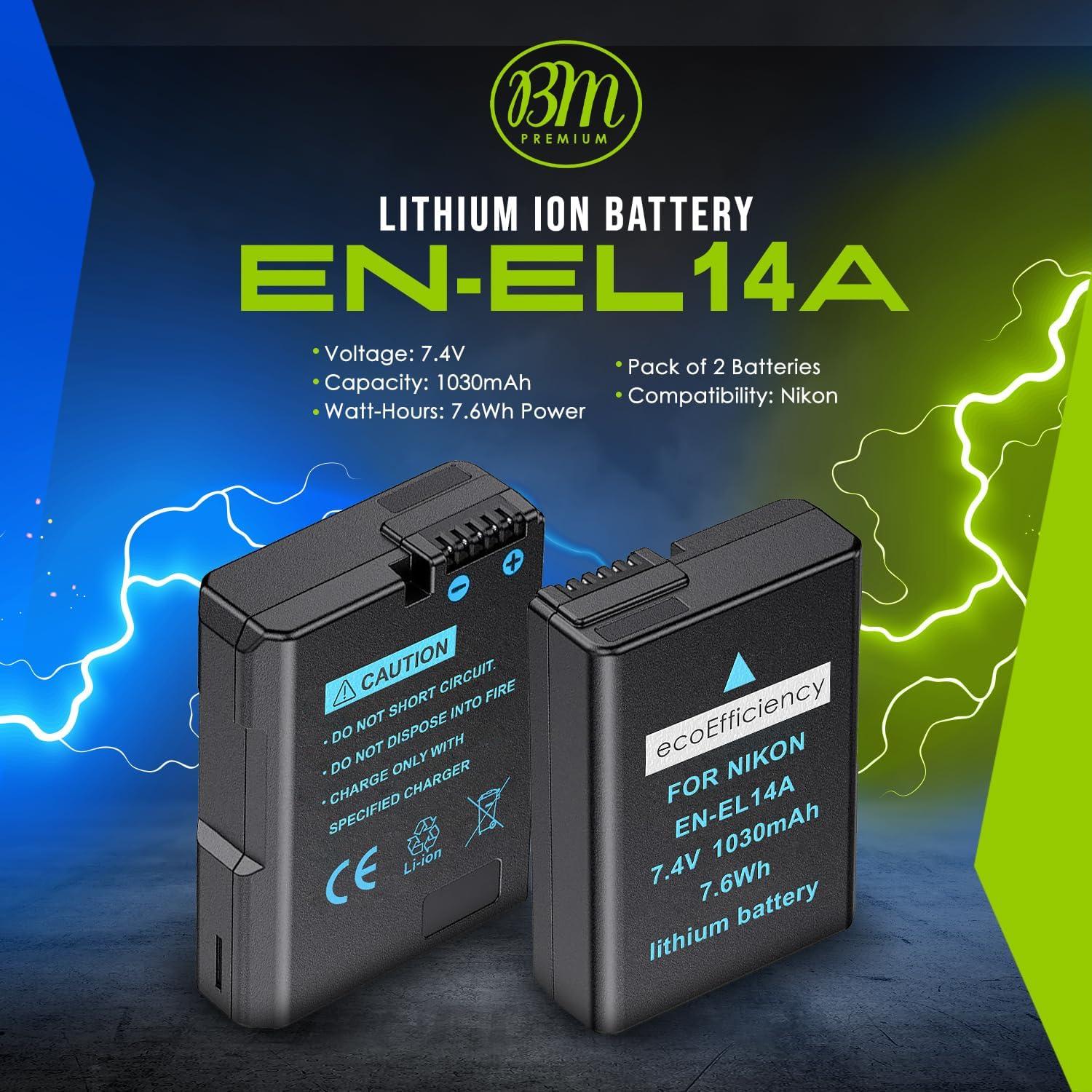 Paquete de 2 Baterías Nikon EN-EL14A 1030mAh 7.4V