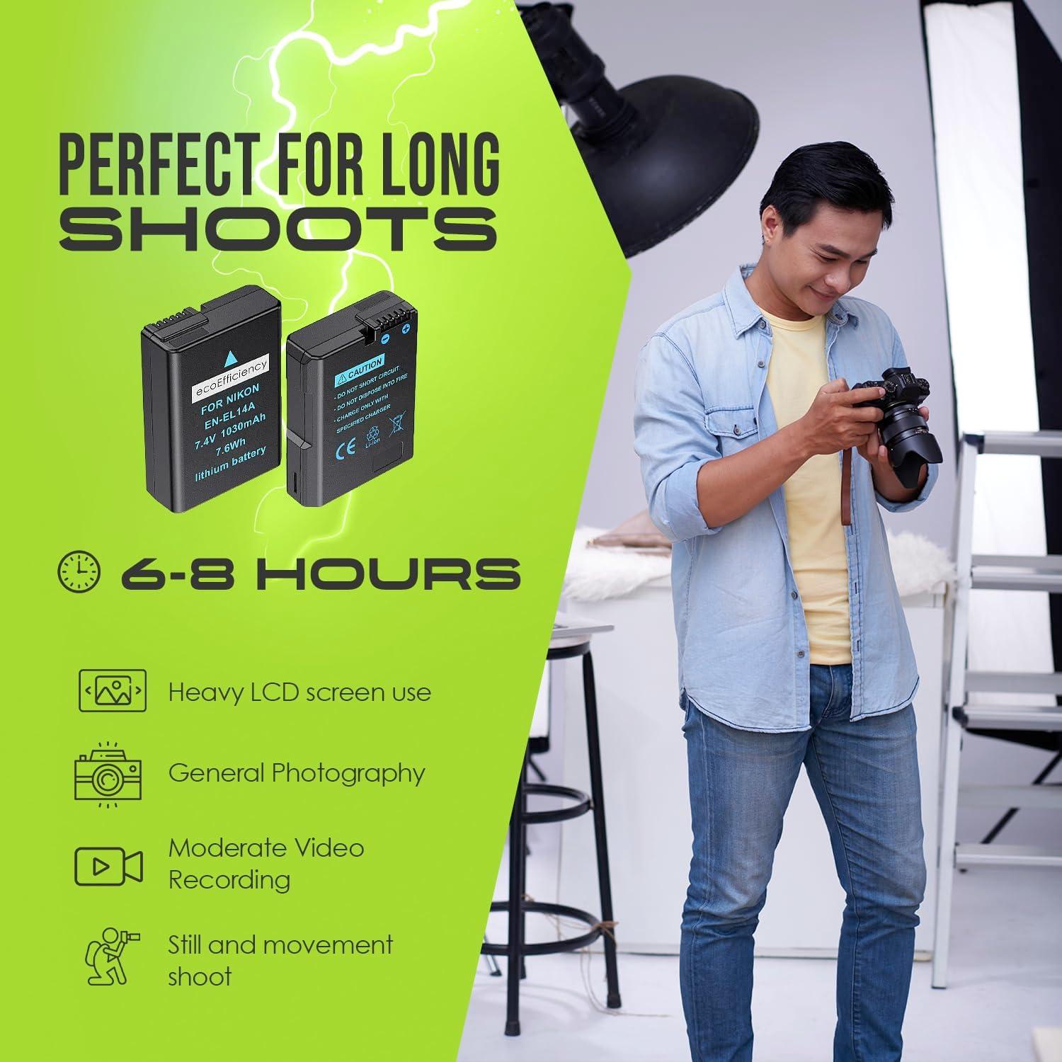 Paquete de 2 Baterías Nikon EN-EL14A 1030mAh 7.4V