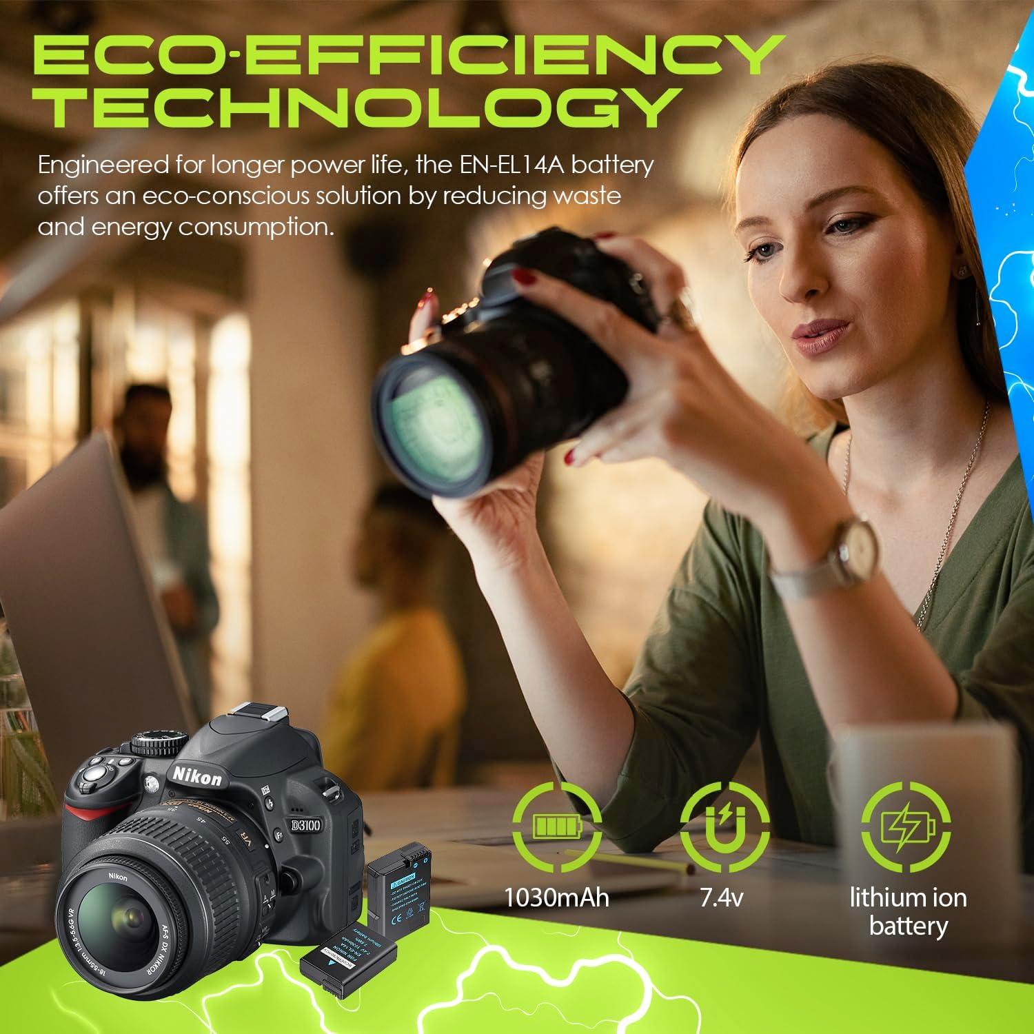 Paquete de 2 Baterías Nikon EN-EL14A 1030mAh 7.4V