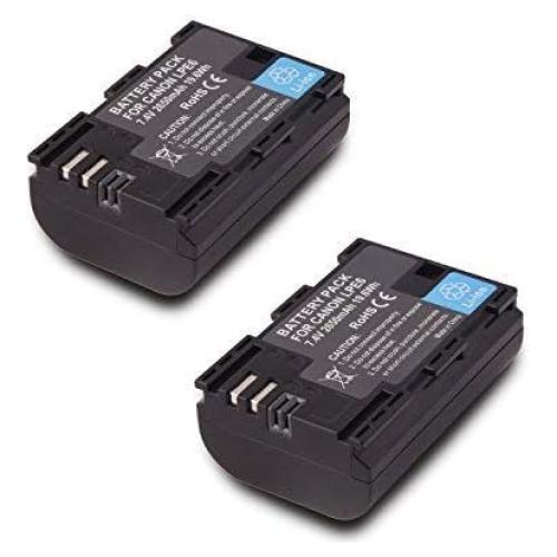 Paquete de 2 Baterías SR SUN ROOM LP-E6 para Canon 60D, 70D, 80D