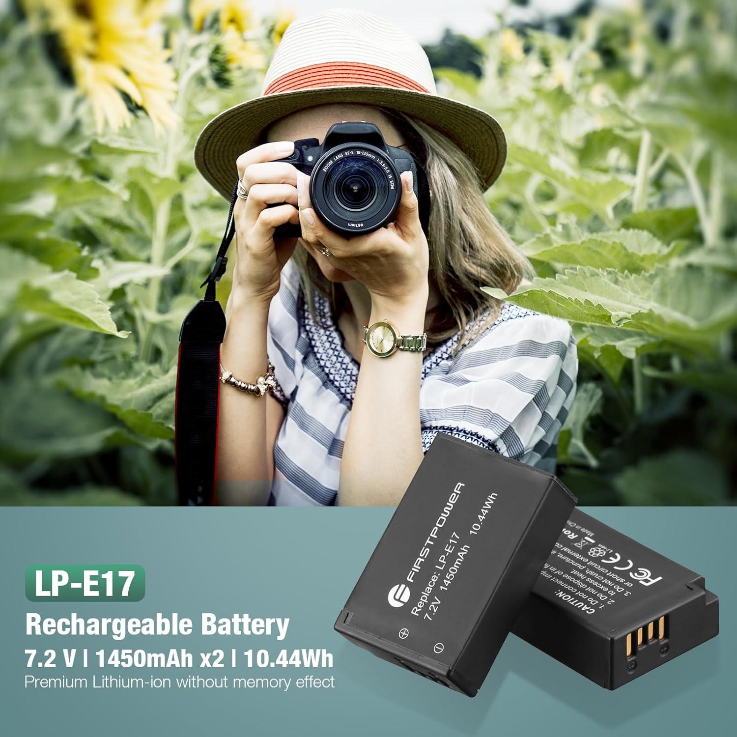 Paquete 2 Baterías LP-E17 y Cargador USB Doble PrimeraPotencia