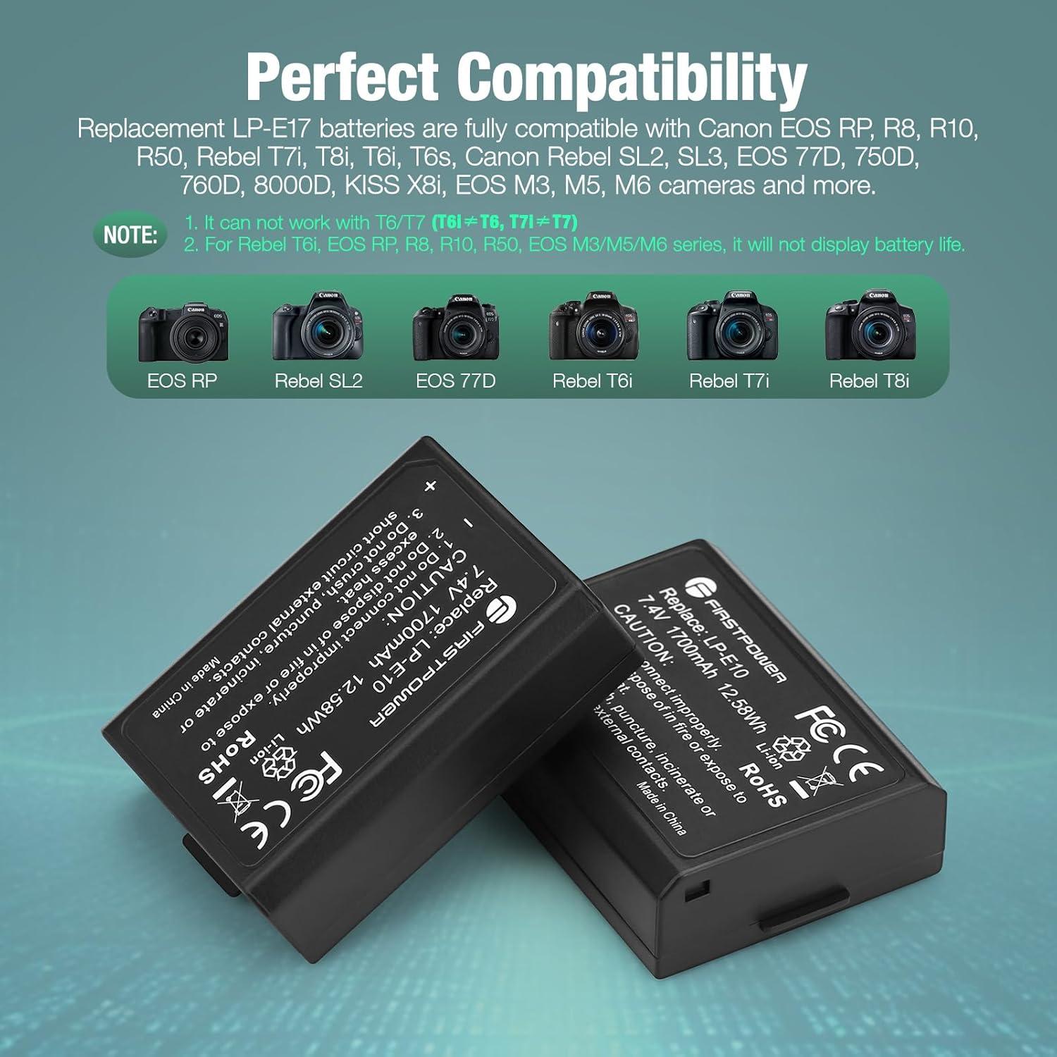 Paquete 2 Baterías LP-E17 y Cargador USB Doble PrimeraPotencia