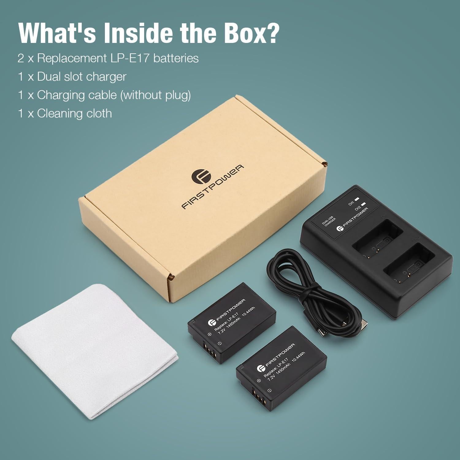 Paquete 2 Baterías LP-E17 y Cargador USB Doble PrimeraPotencia