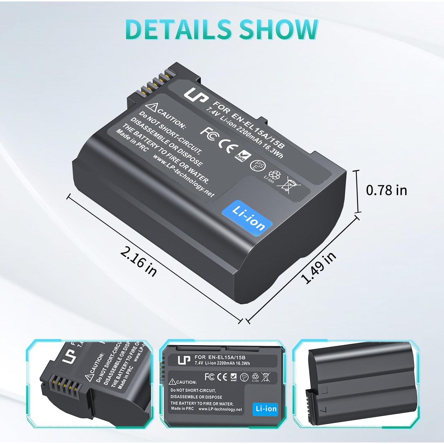 Batería de Reemplazo LP EN-EL15C 2200mAh para Nikon