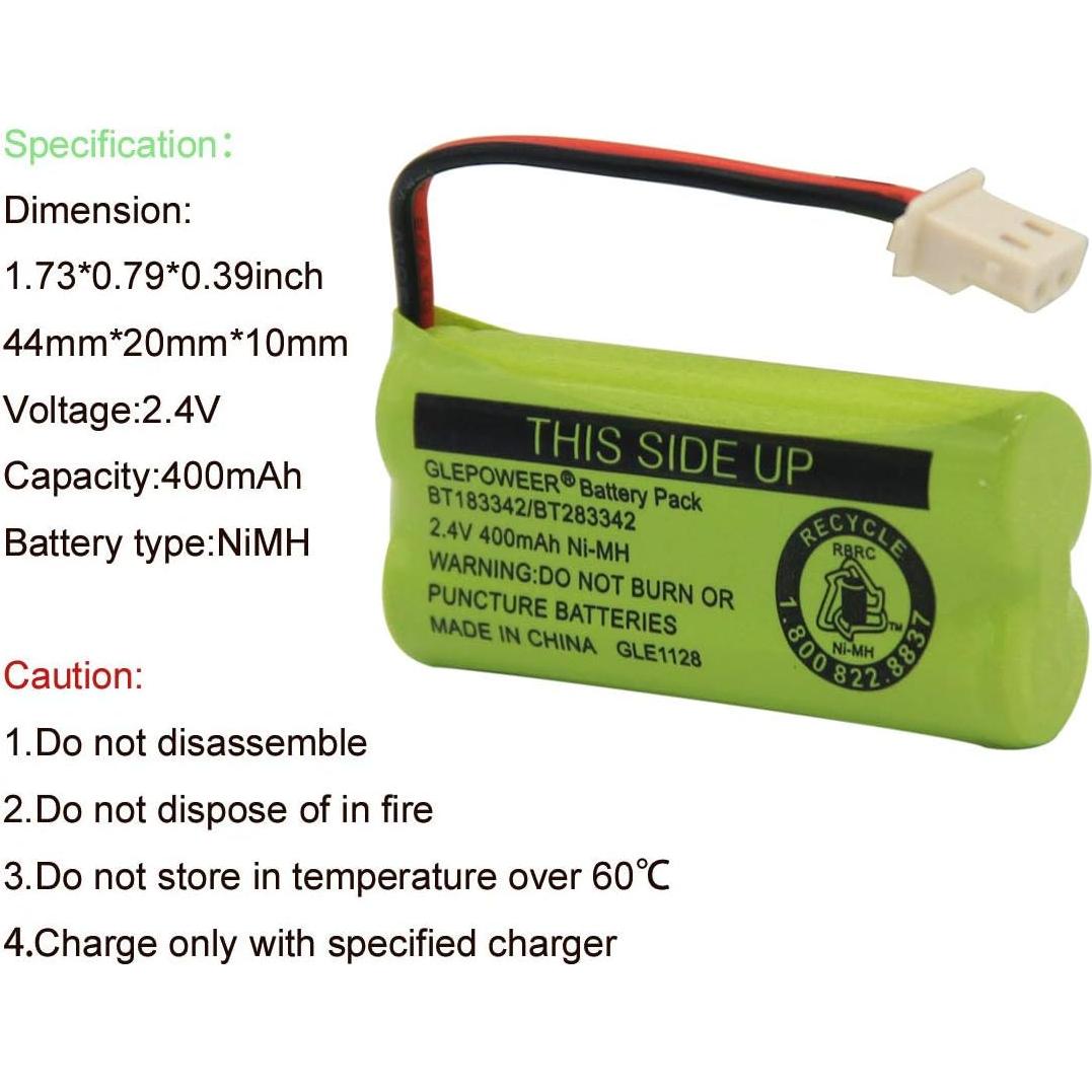 Batería Geilienergy BT183342 2.4V 400mAh Compatible Paquete de 2