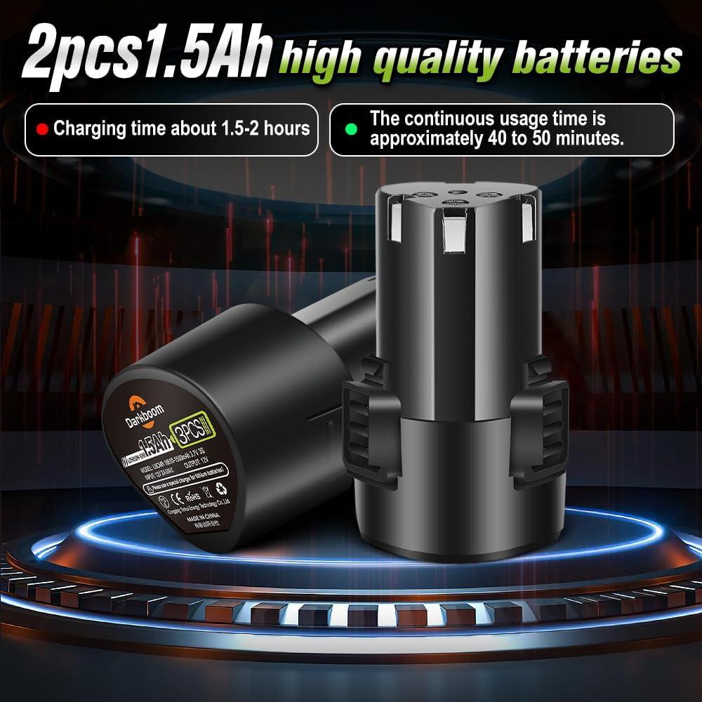 2 Baterías de Litio 12V 1.5Ah + Cargador para Herramientas