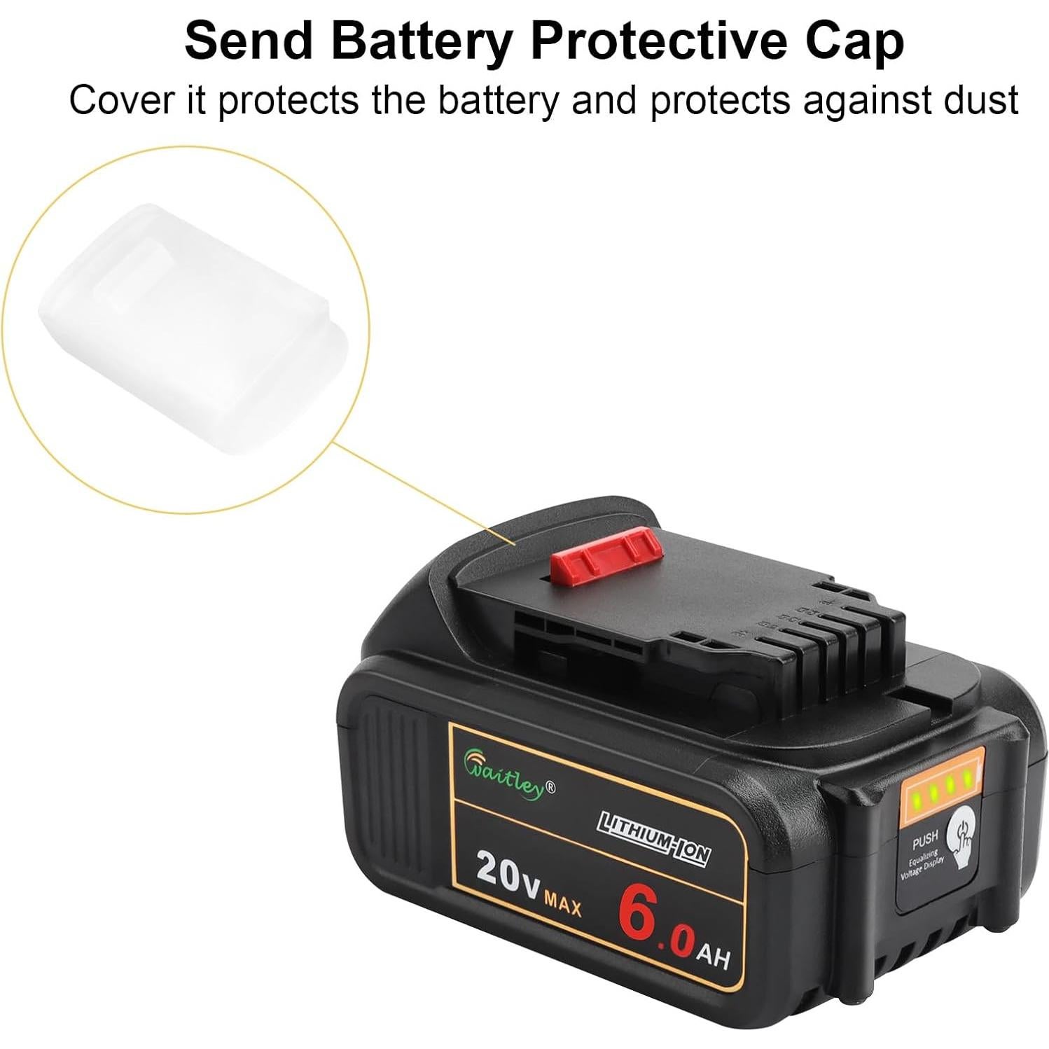 Batería de Reemplazo Waitley 20V 6.0Ah Li-ion para Dewalt