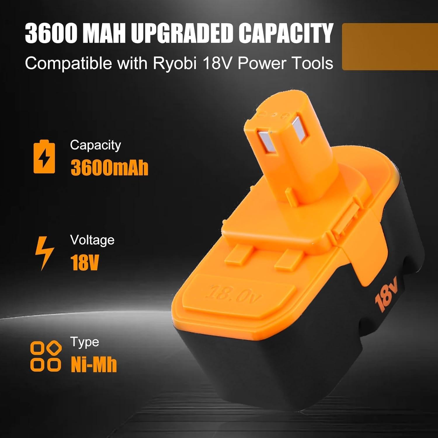 Batería de Reemplazo Ryobi 18V 3600mAh P100 - 2 Paquetes