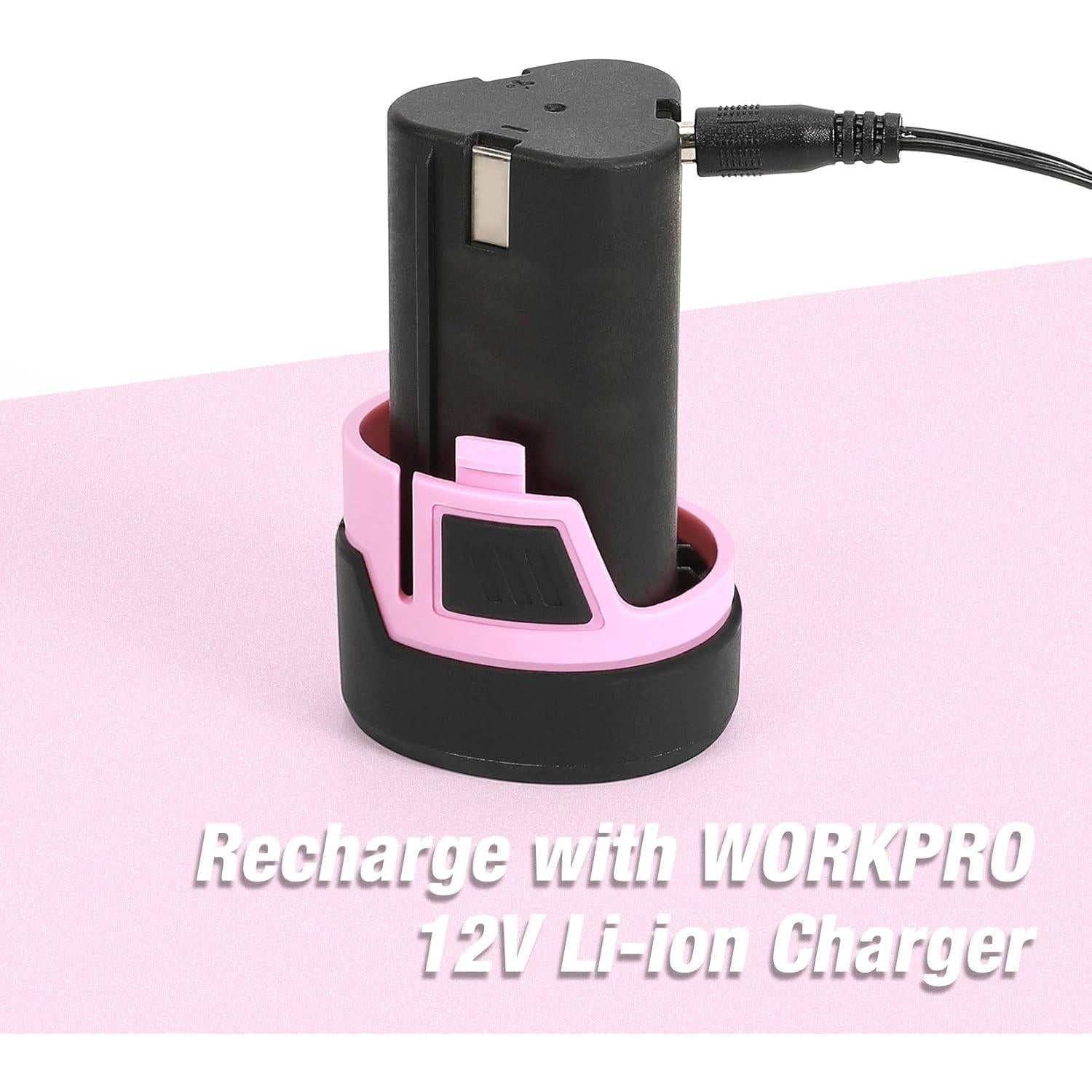 Batería de Litio-Ion 12V WORKPRO para Taladro Inalámbrico Rosa