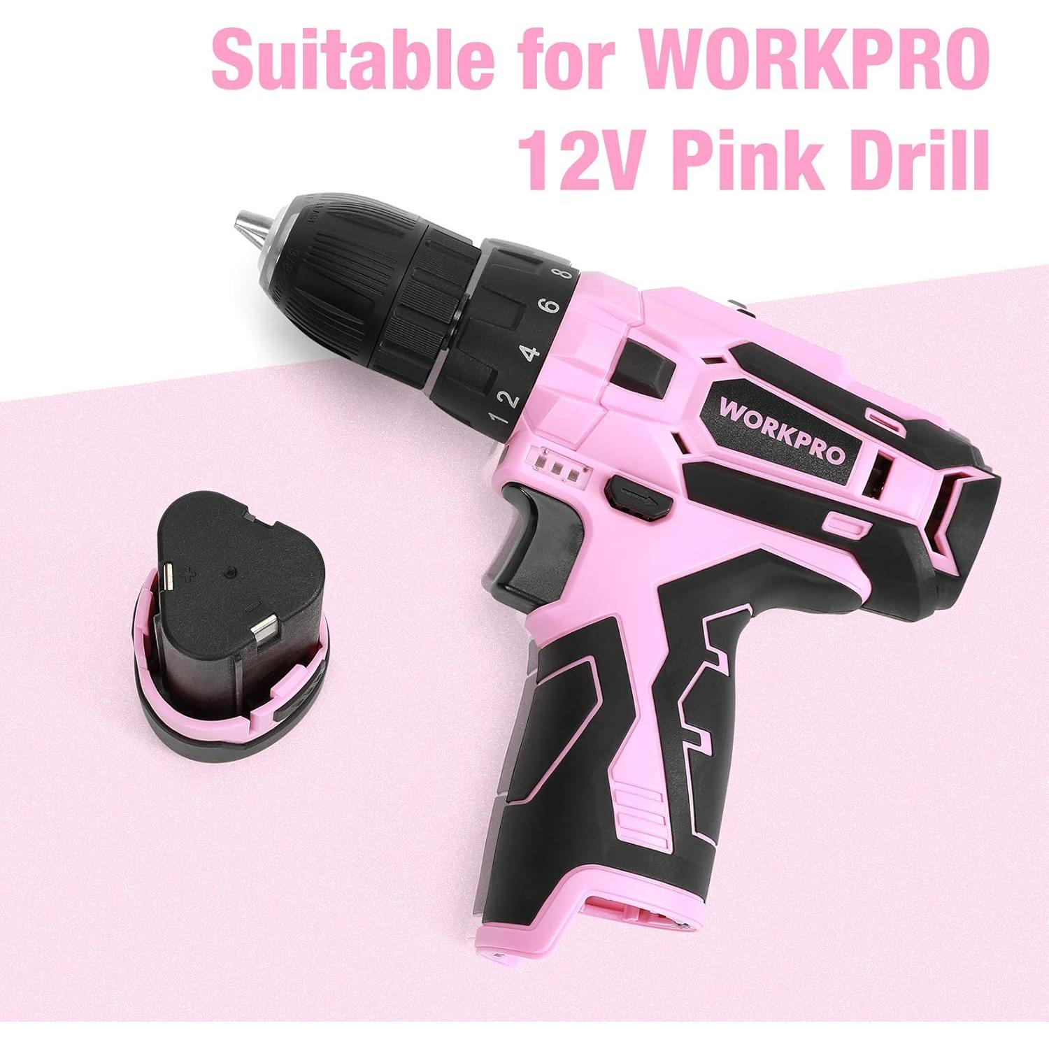 Batería de Litio-Ion 12V WORKPRO para Taladro Inalámbrico Rosa