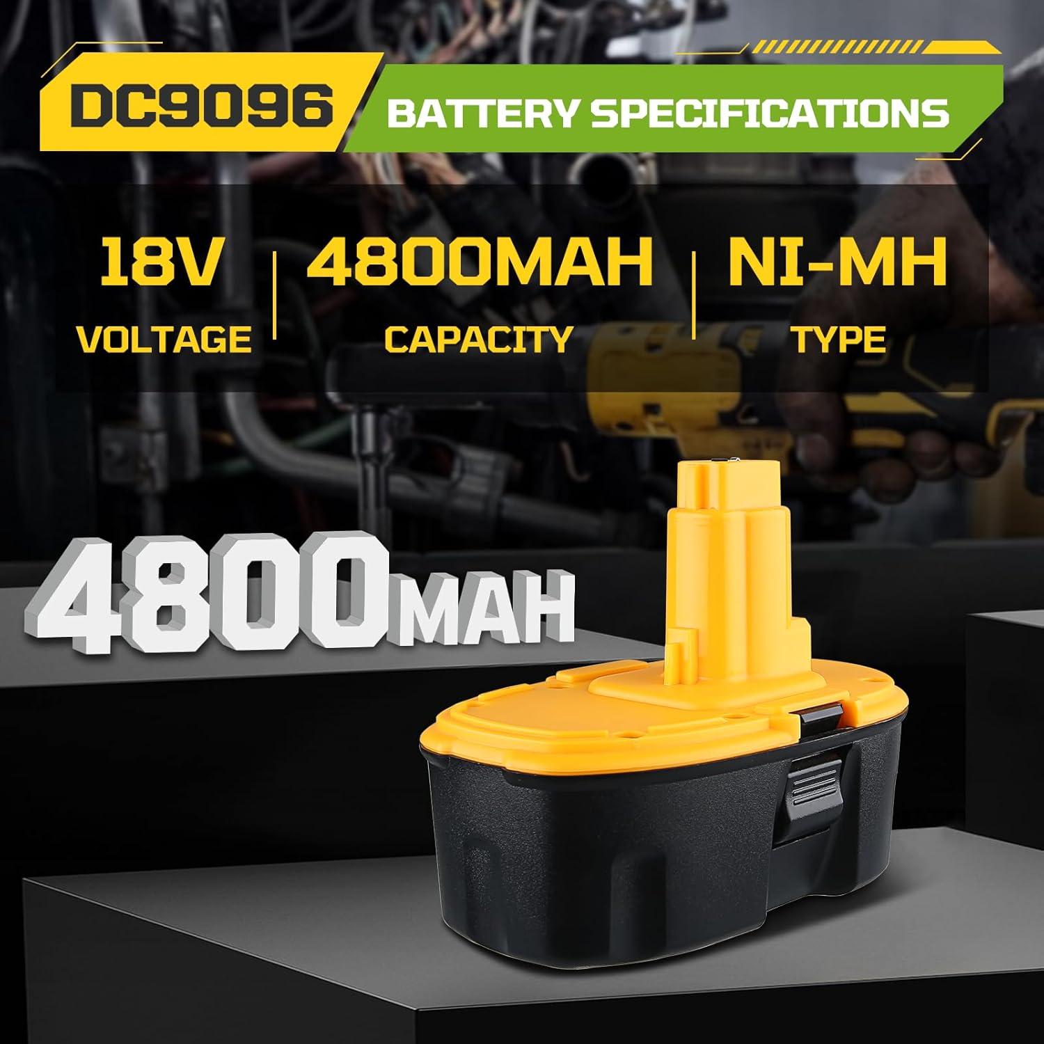 Batería de Reemplazo 18V 4800mAh NiMH Dewalt DC9096 - 2 Pack
