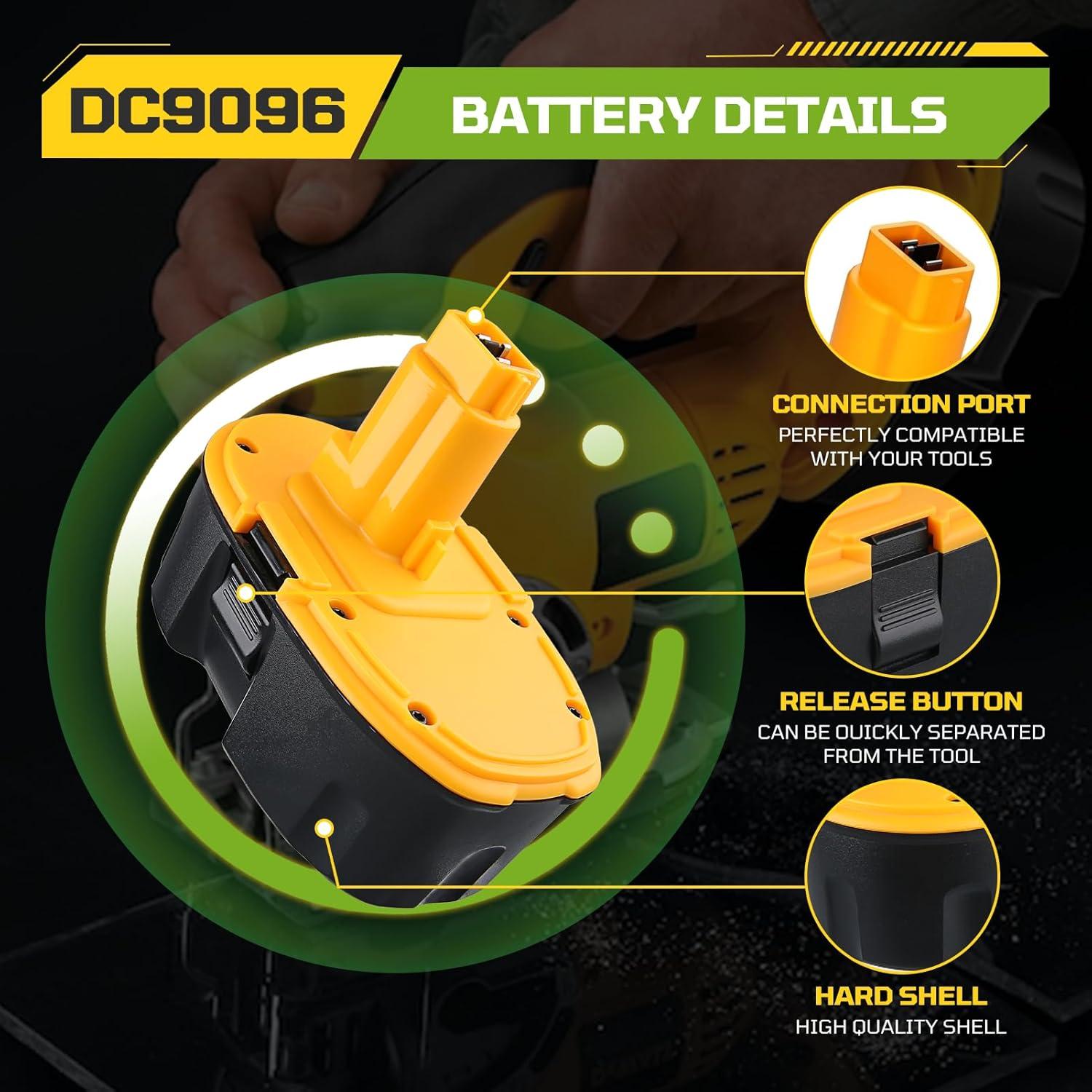 Batería de Reemplazo 18V 4800mAh NiMH Dewalt DC9096 - 2 Pack