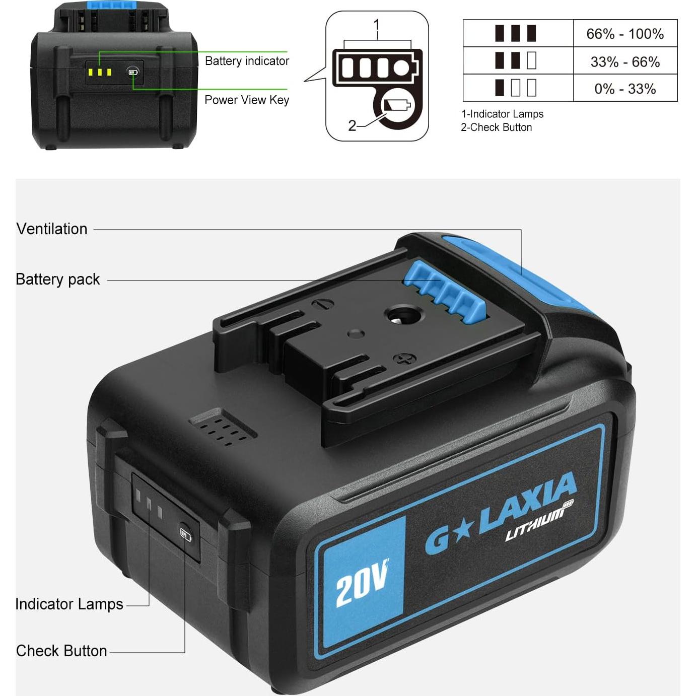 Batería de Reemplazo 20V 4.0Ah G LAXIA para Herramientas Eléctricas