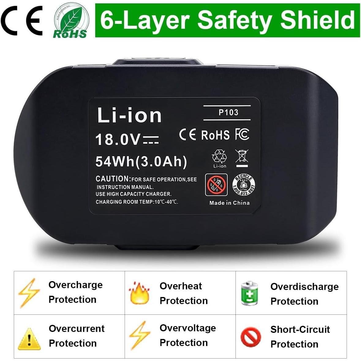 Baterías de Litio 18V Ryobi P103 3.0Ah - Paquete de 2