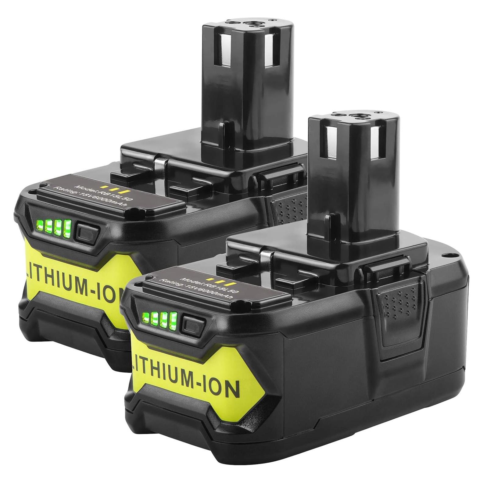 Batería de Reemplazo Li-ion 18V 6000mAh Ryobi P108 (2Pack)