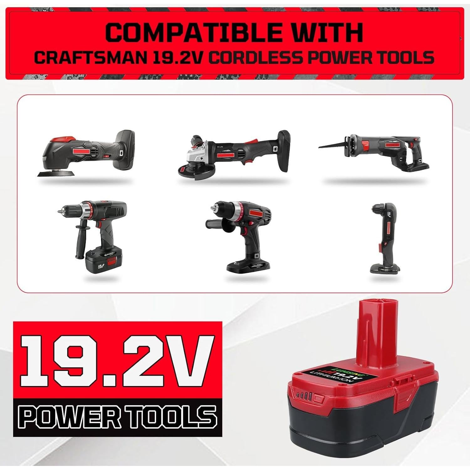 Batería de Litio LUMSING 19.2V 7000mAh 2 Pack para Craftsman